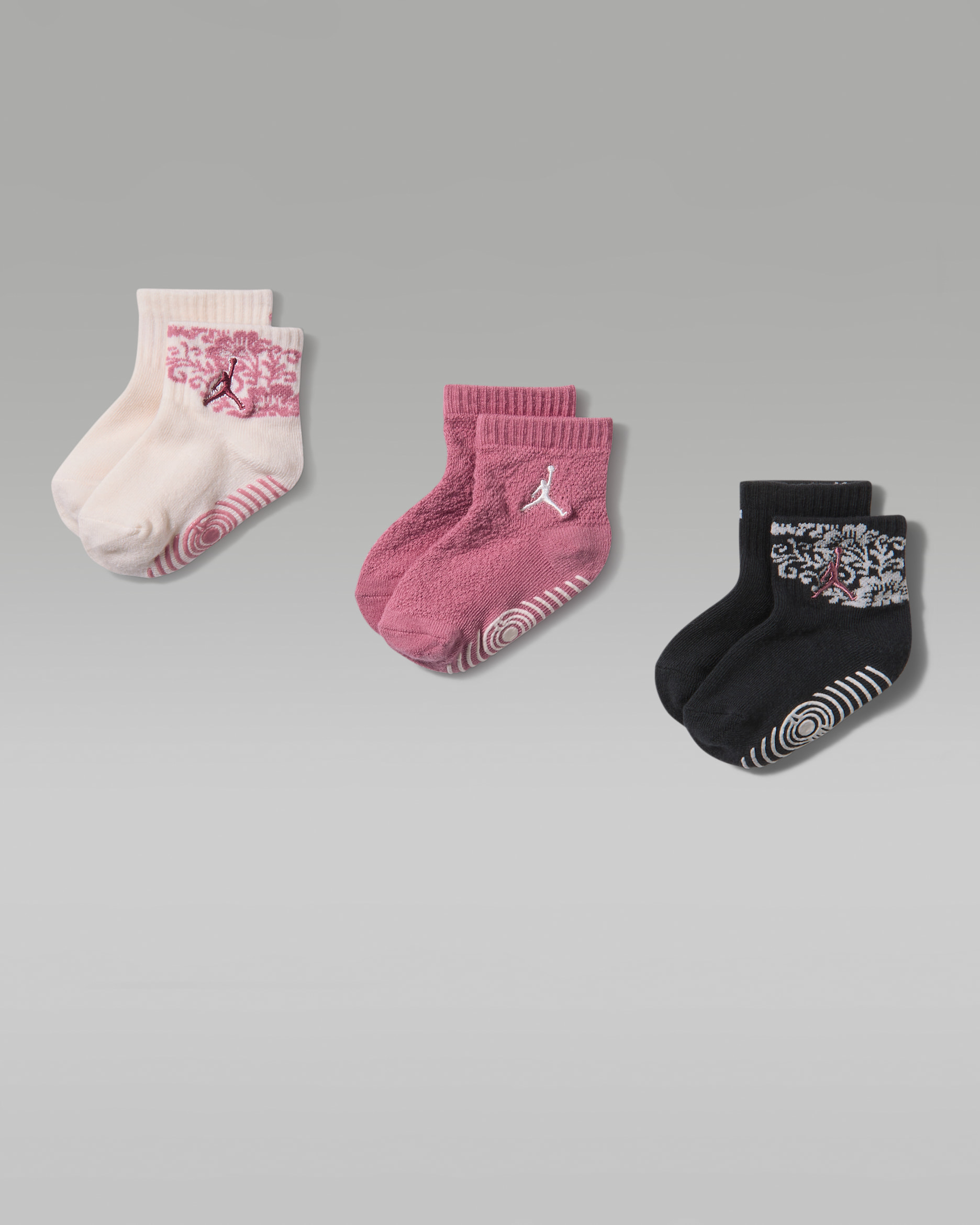 Calcetines de agarre de encaje floral para bebé e infantil (3 pares) Jordan - Tiza