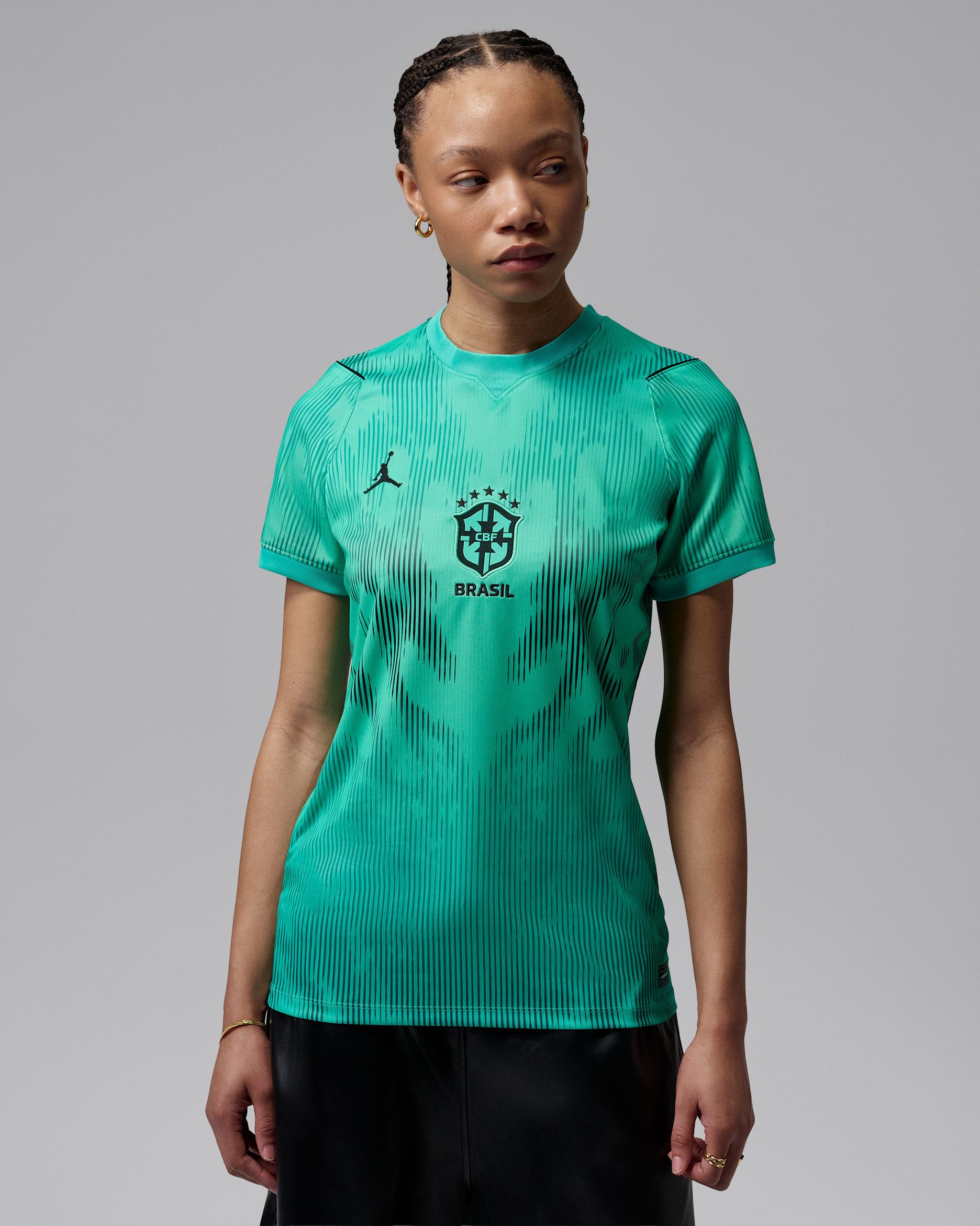 Brazil 2026 Stadium Goalkeeper Women's Jordan Dri-FIT Football Short-Sleeve Replica Shirt - Light Menta/Black