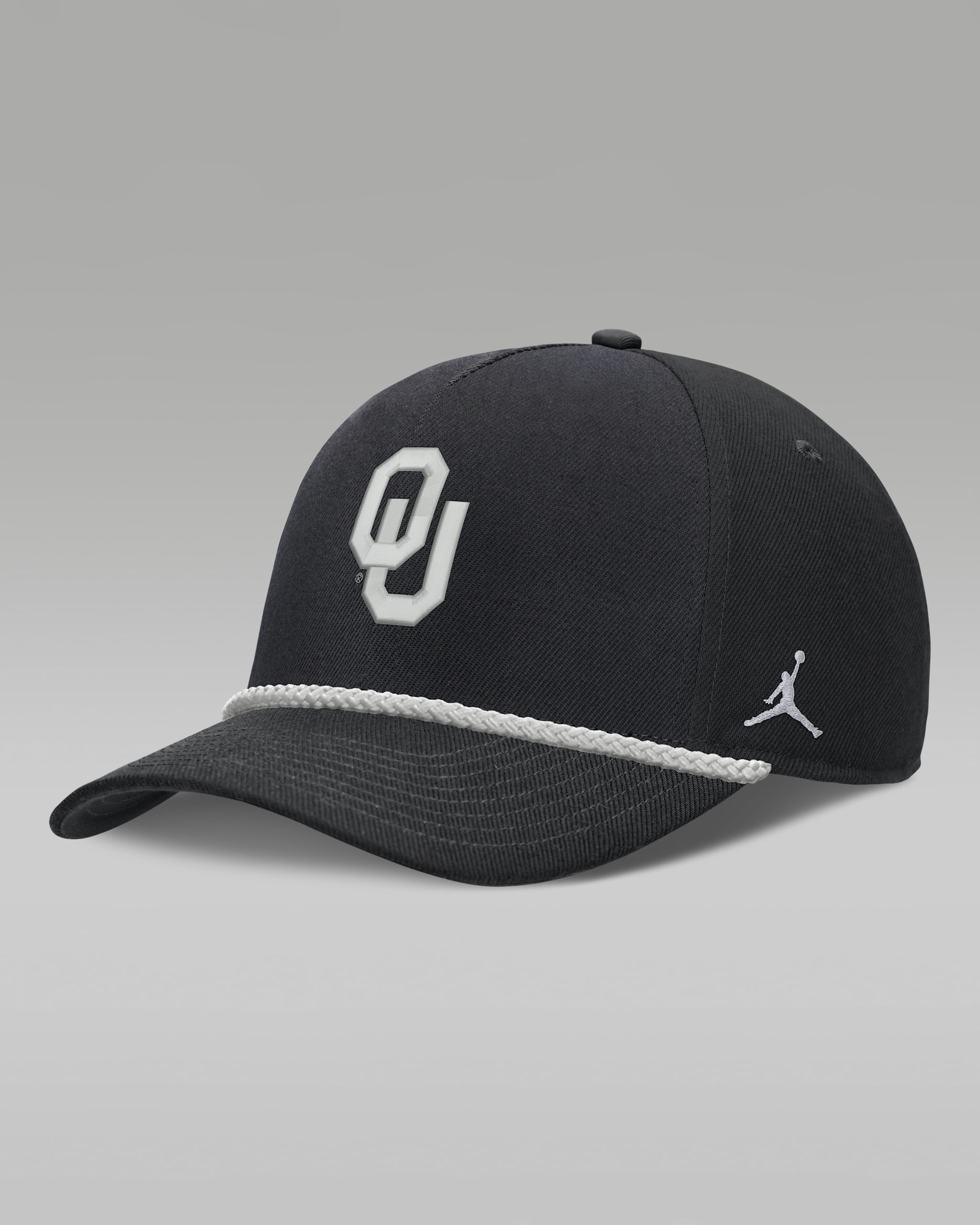 Oklahoma Sideline Rope Rise Men's Jordan Brand College Adjustable Hat - Black