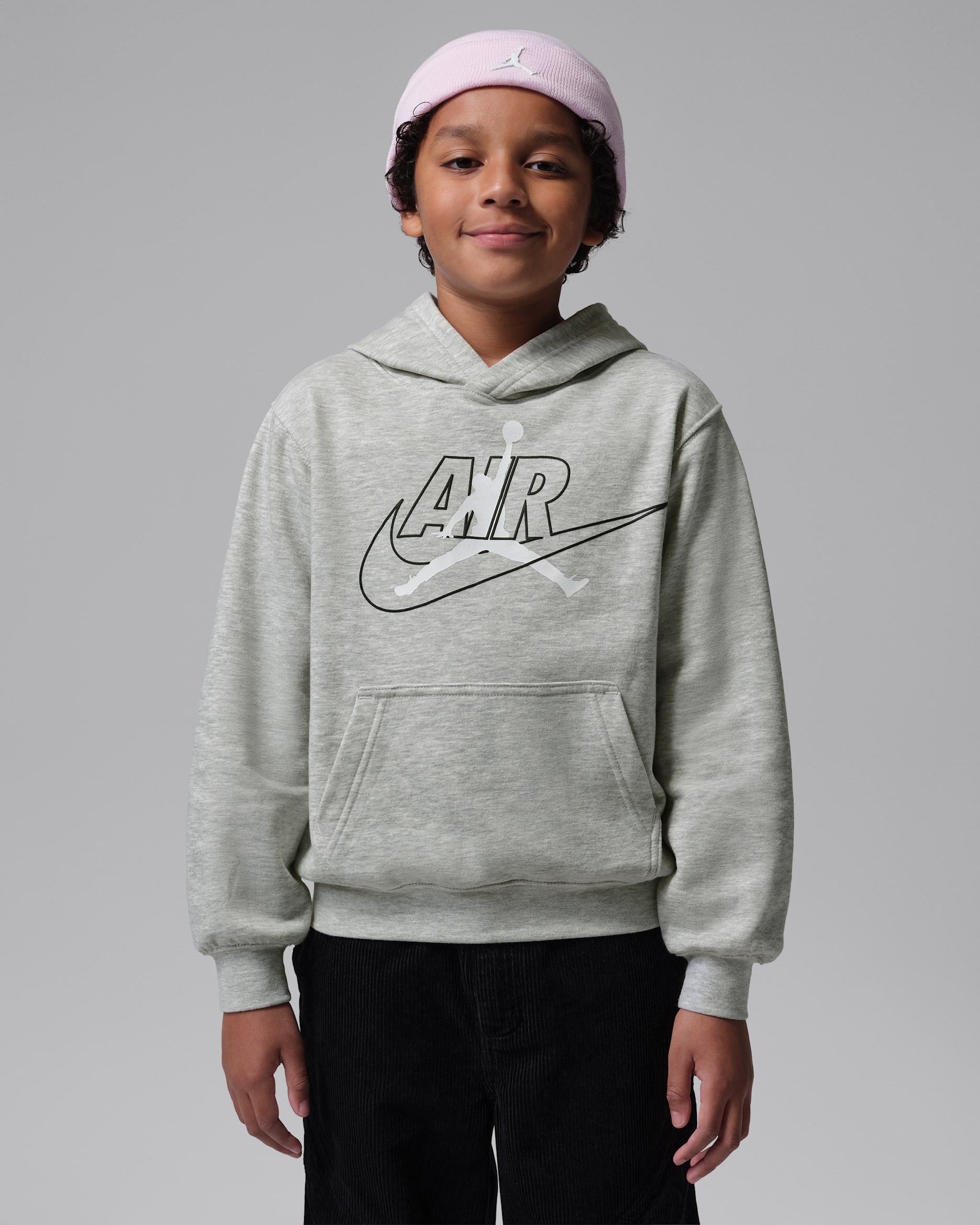 Jordan Big Kids' Air Swoosh Pullover Hoodie - Grey Heather