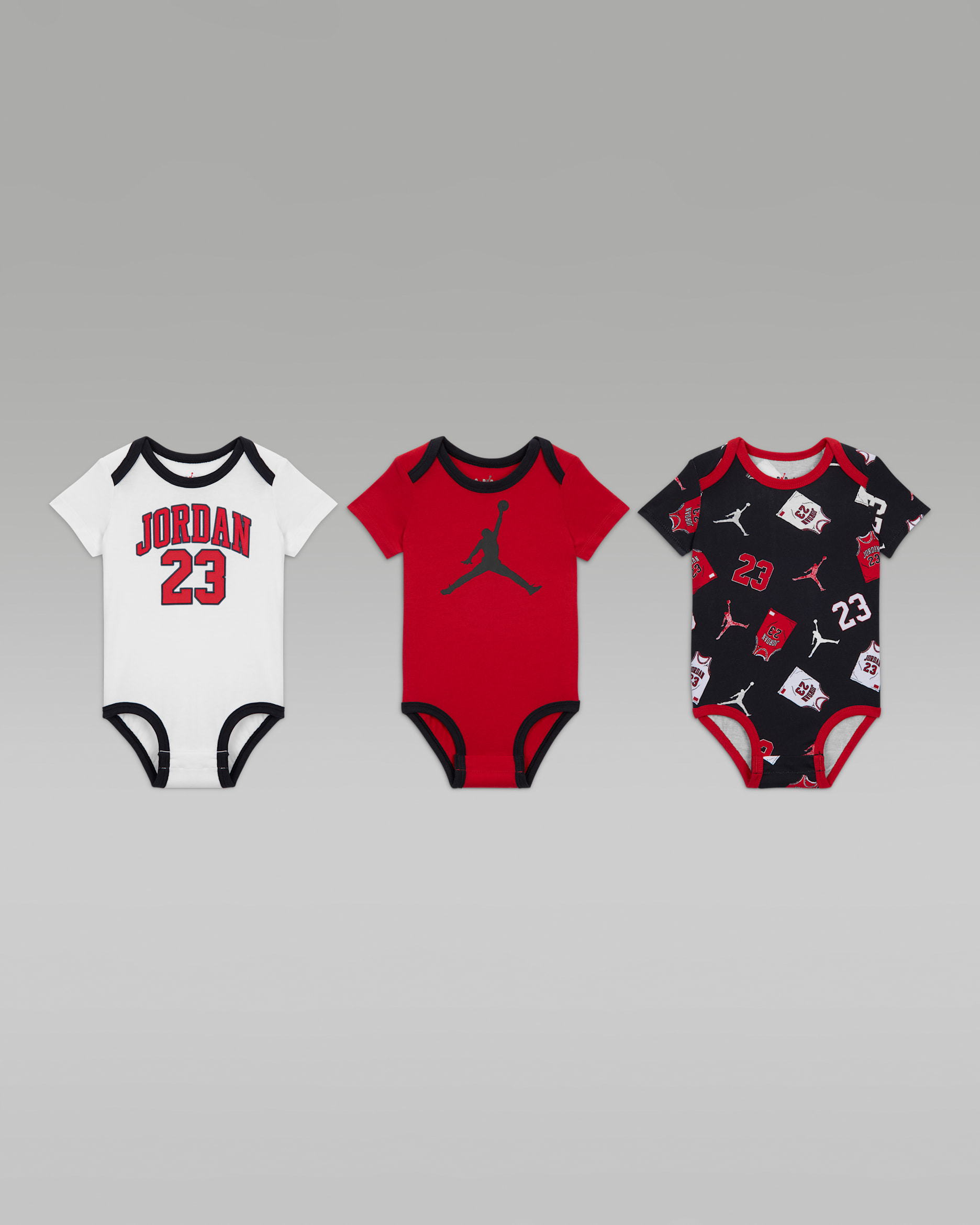 Jordan Baby (3-6M) 23 Jersey 3-Pack Bodysuits - Black