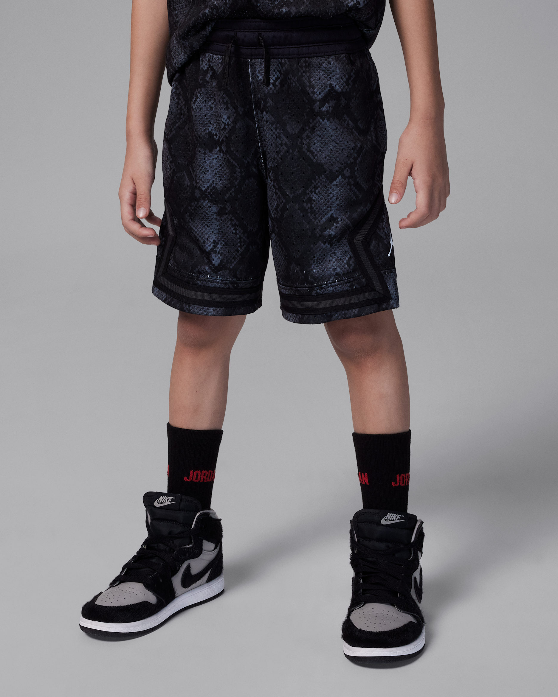 Shorts deportivos Diamond estampados MJ para preescolar Jordan Dri-FIT - Gris hierro/Negro