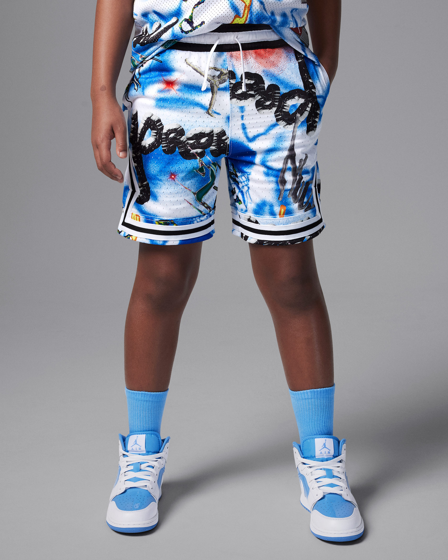 Jordan Dri-FIT Big Kids' MJ Printed Sport Diamond Shorts - Hyper Cobalt