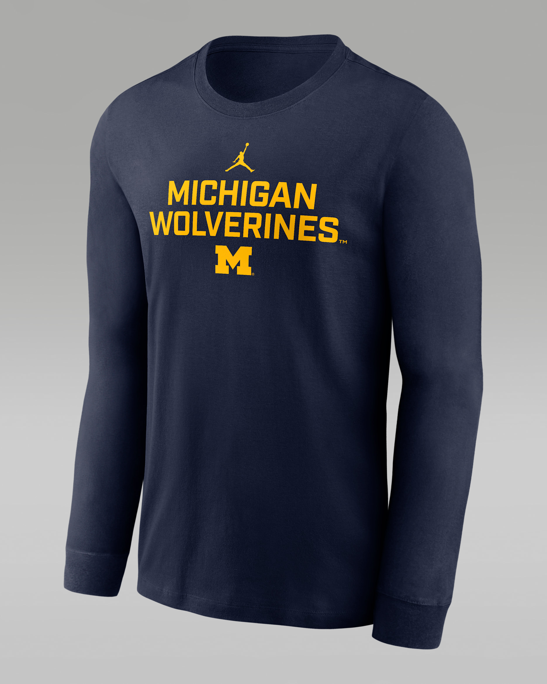 Michigan Sideline Men's Jordan Brand Dri-FIT College Long-Sleeve T-Shirt - Navy