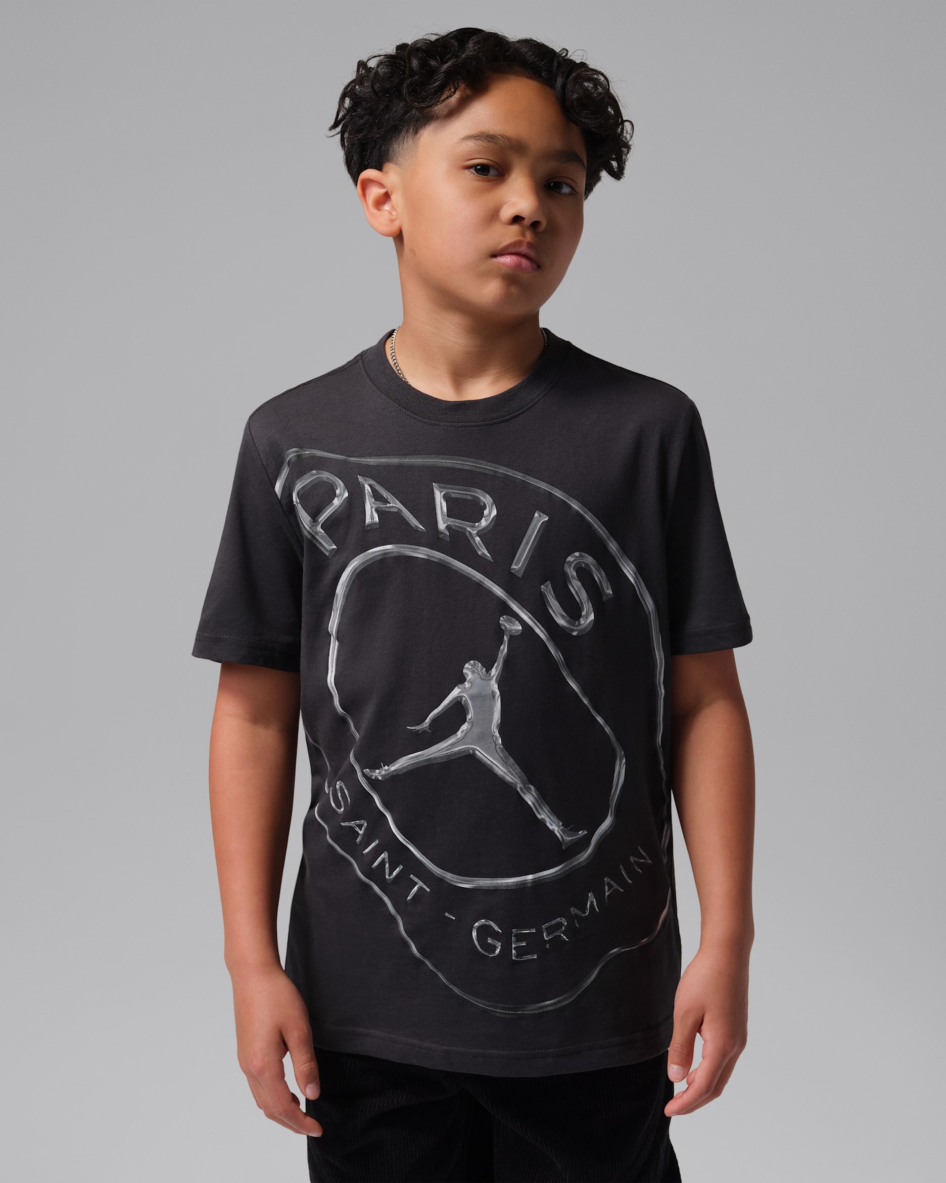 조던 파리 생제르맹 주니어 드라이 핏 프랙티스 티셔츠 - 오일 그레이