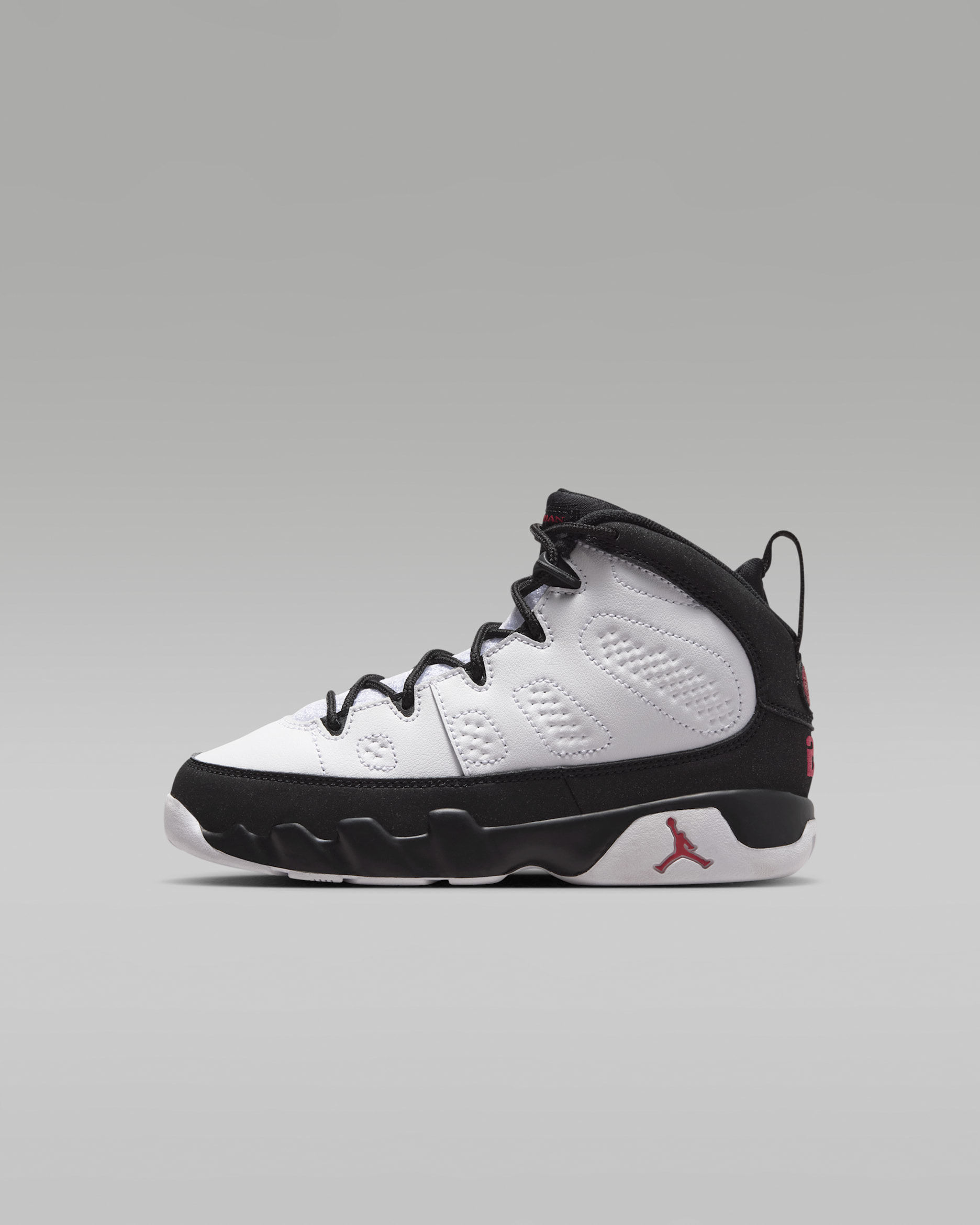 Chaussure Jordan 9 Retro "Space Jam" pour enfant - Blanc/Noir/True Red