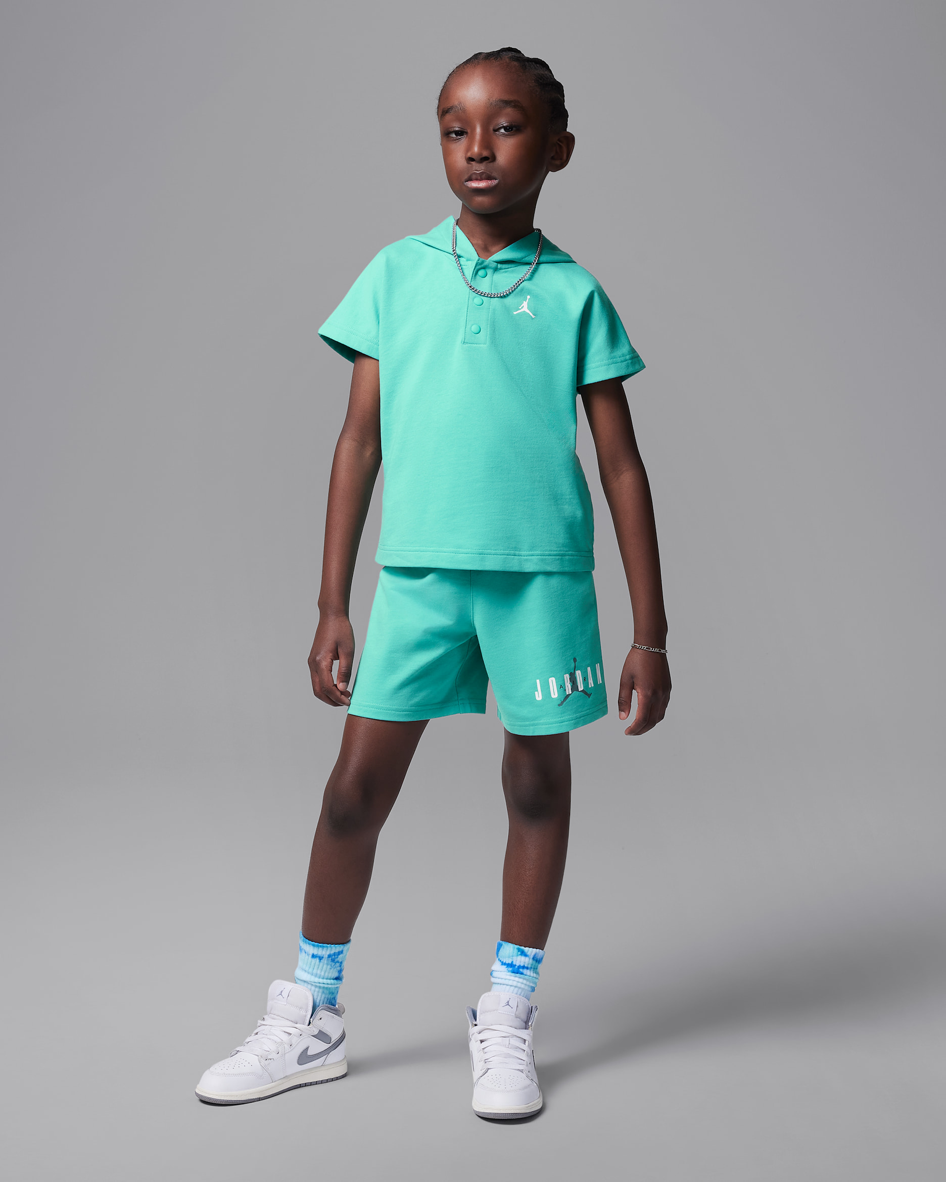 Jordan Little Kids' 2-Piece French Terry Henley Hoodie Set - Washed Teal