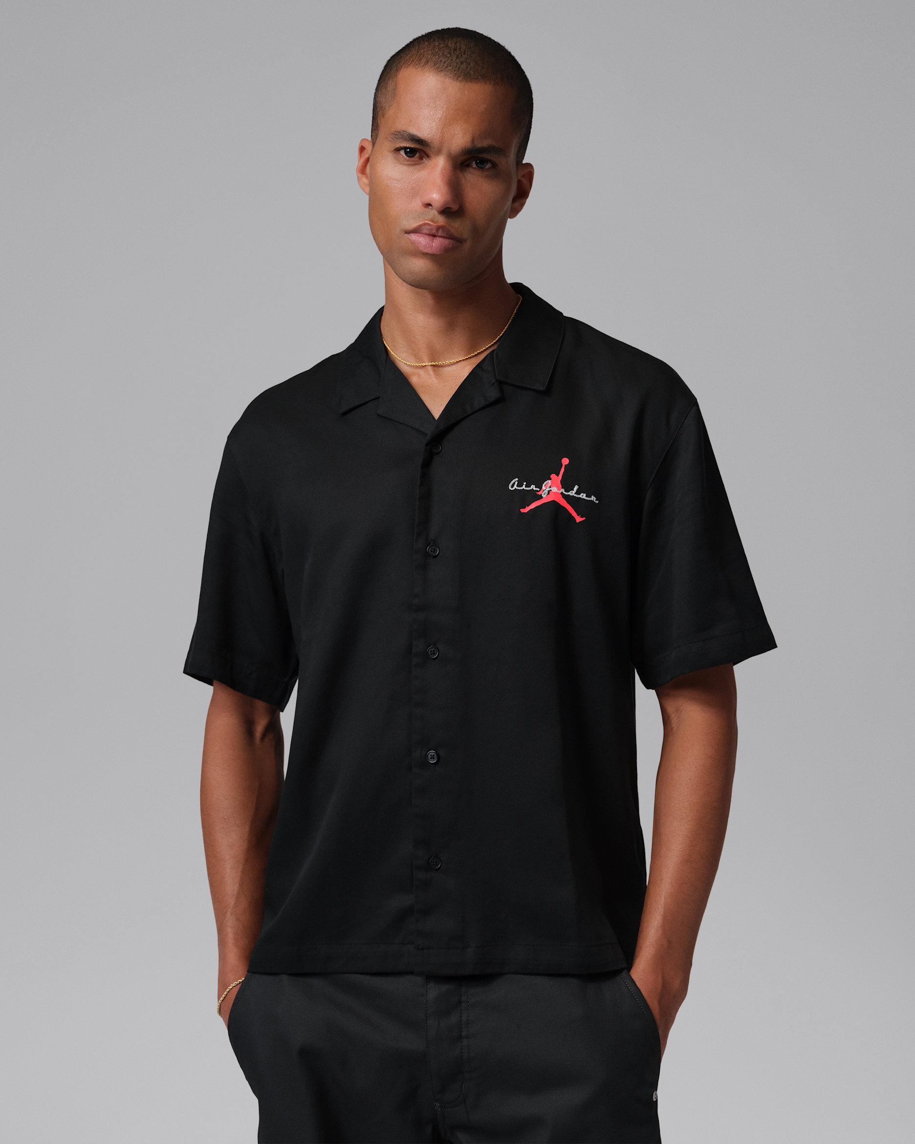 Jordan Brooklyn Men's Bowling Shirt - Black/Infrared 23