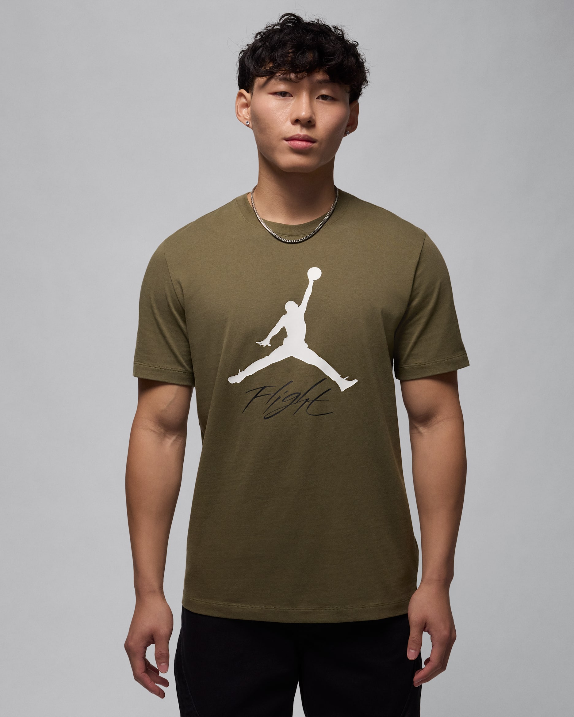 Jordan Jumpman Flight 男款 T 恤 - Medium Olive/白色