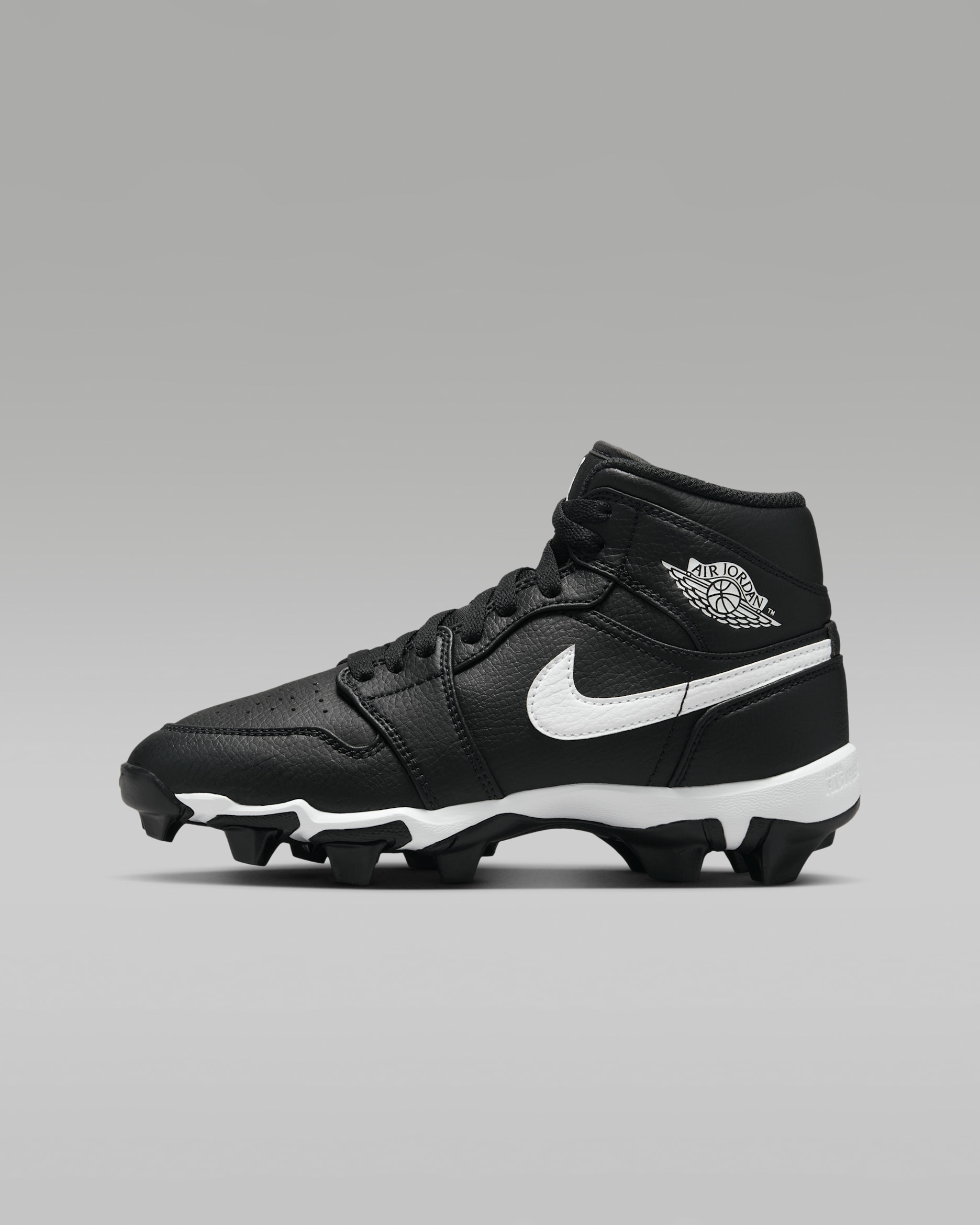 Jordan 1 Mid Little/Big Kids' Cleats - Black/White/White
