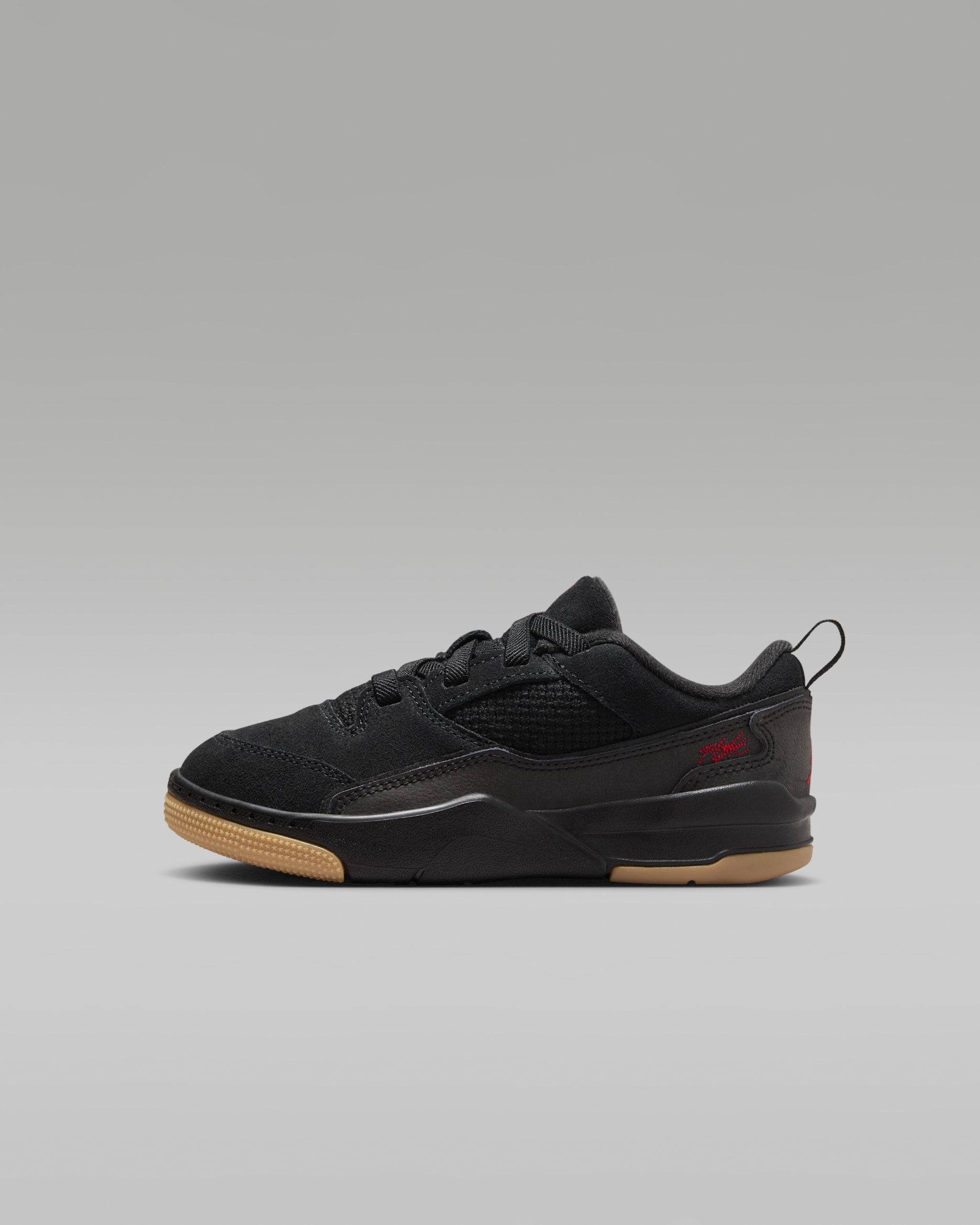 Chaussure Jordan Flight Court pour enfant - Noir/Gum Medium Brown/Varsity Red