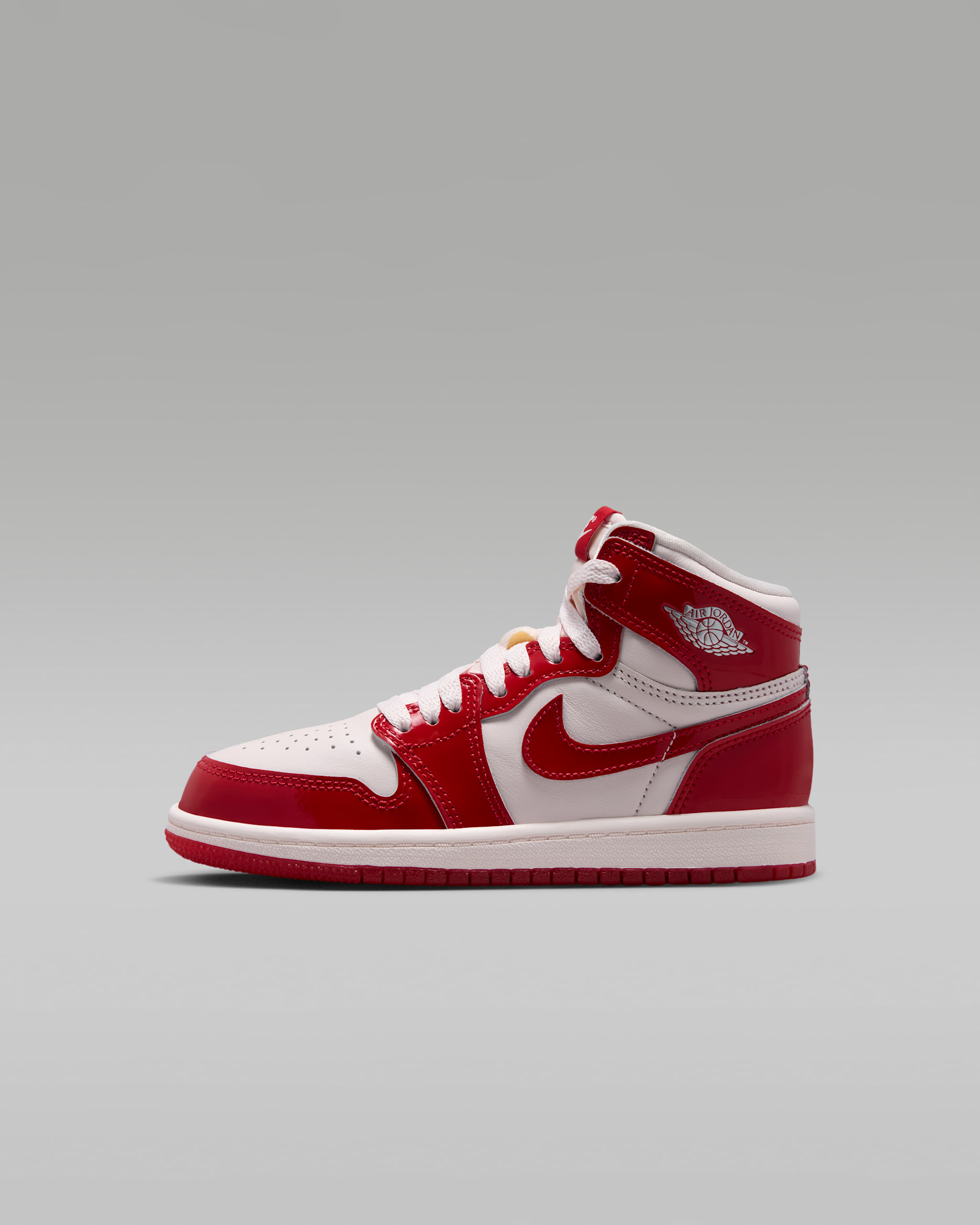 Jordan 1 Retro High OG Little Kids' Shoes - University Red/Light Soft Pink/Metallic Silver