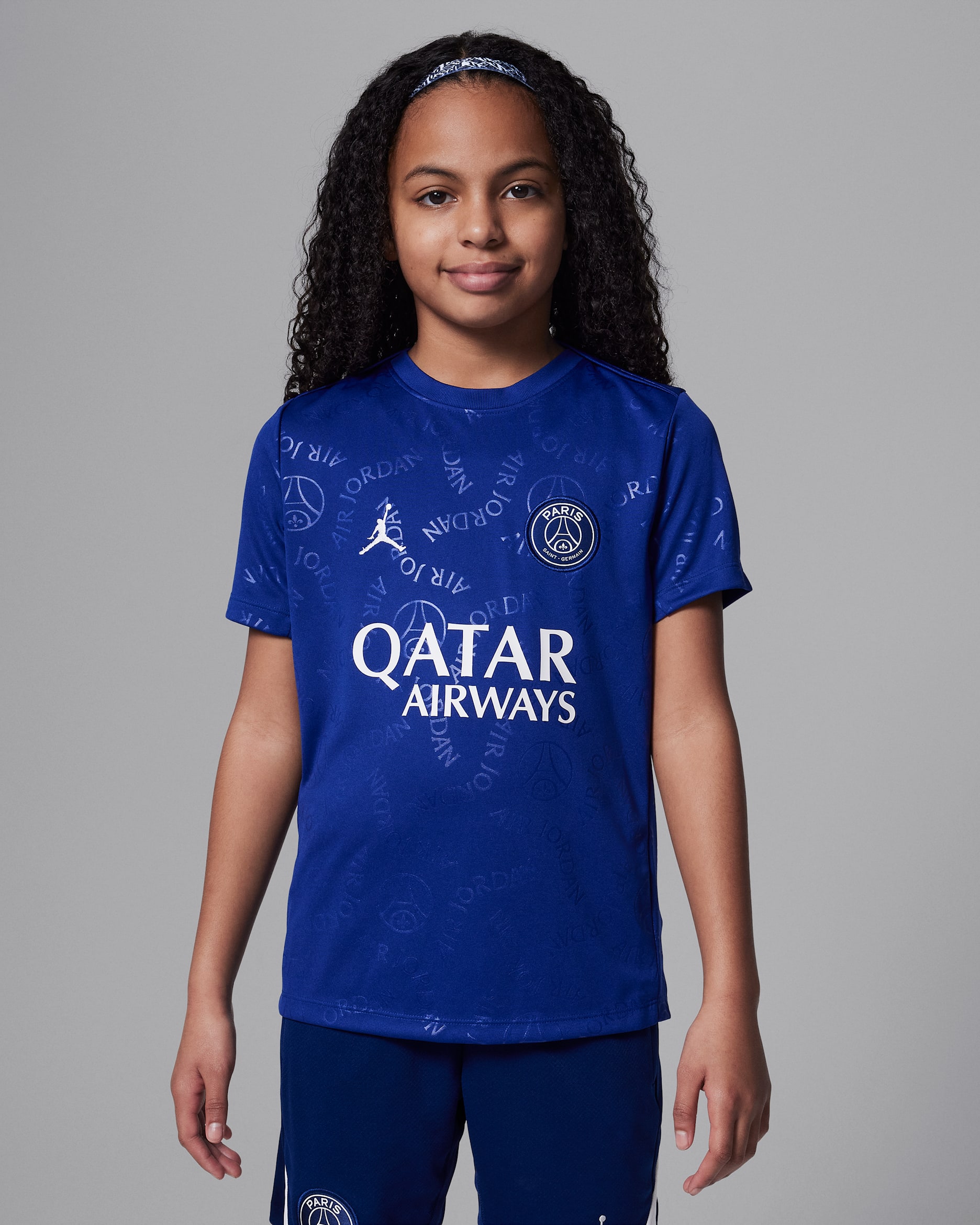 Paris Saint-Germain Academy Pro Fourth Older Kids' Jordan Dri-FIT Football Short-Sleeve Pre-Match Top - Deep Royal Blue/Deep Royal Blue/Phantom