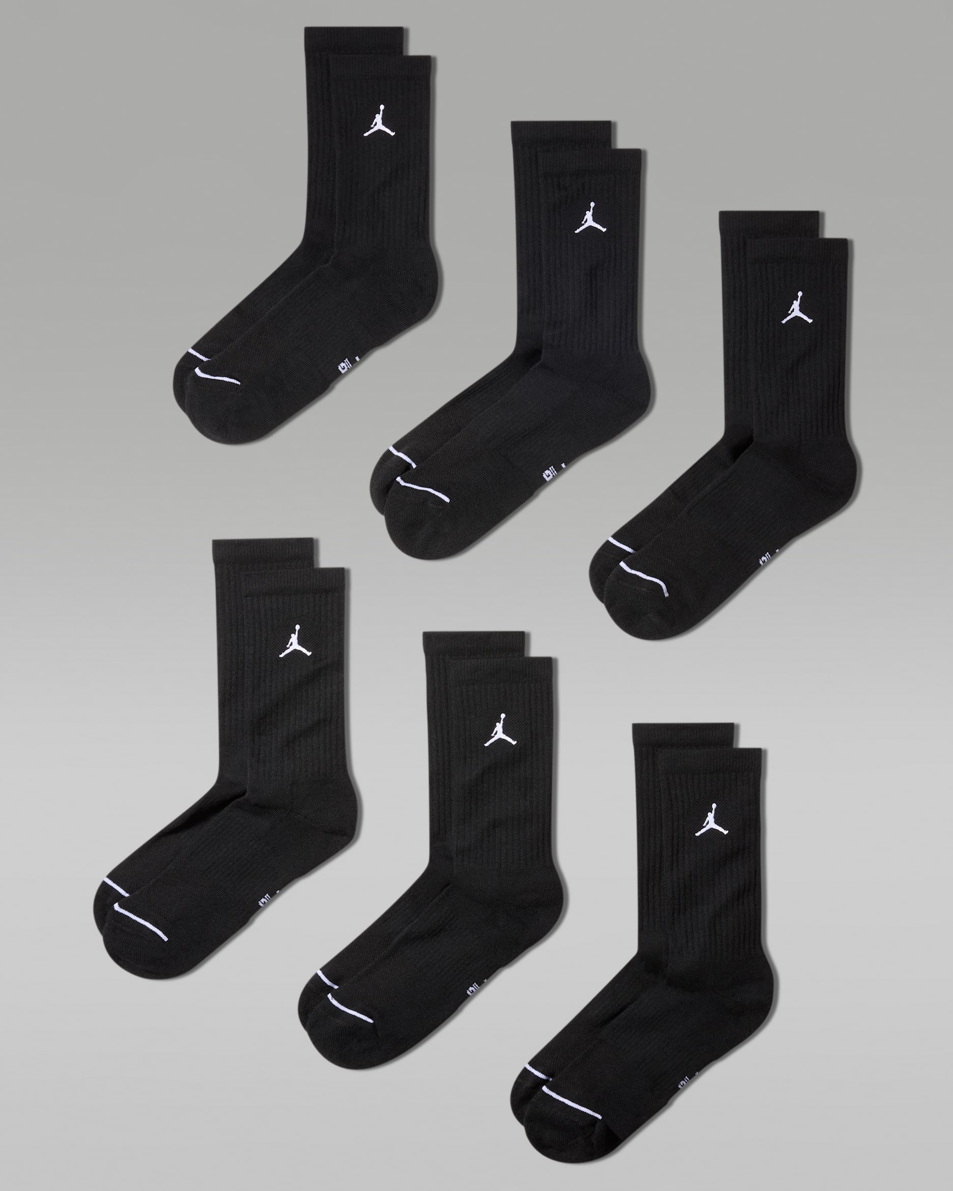 Jordan Crew-Socken für jeden Tag (3 Paar) - Schwarz/Weiß