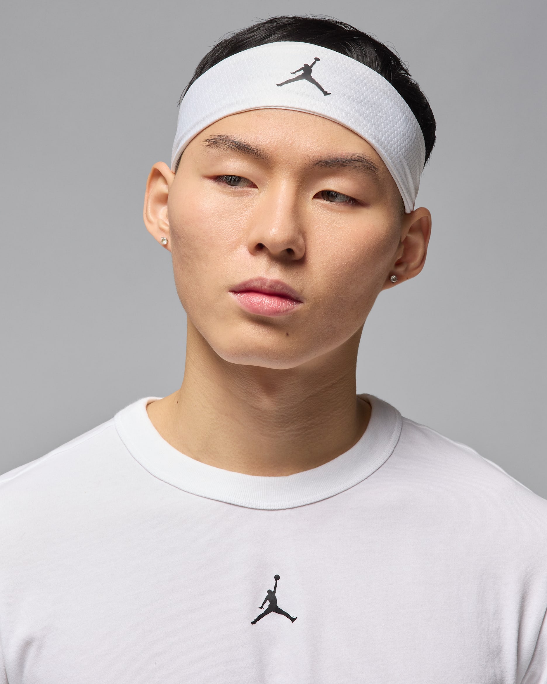 Fita para o cabelo ajustável Dri-FIT Jordan Performance Sport - Branco/Preto