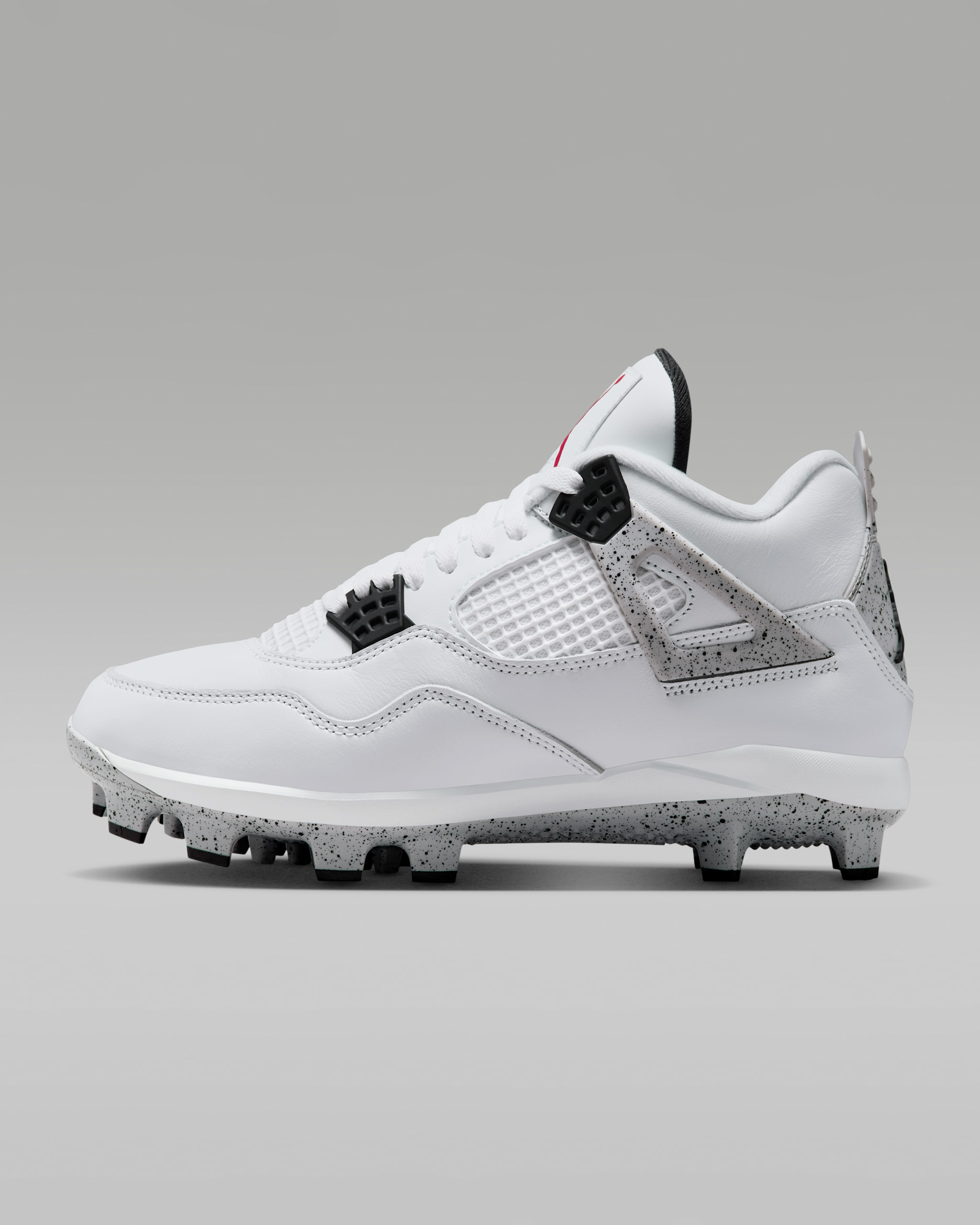 Jordan 4 Retro MCS Baseball Cleats - White/Black/Tech Grey/Fire Red