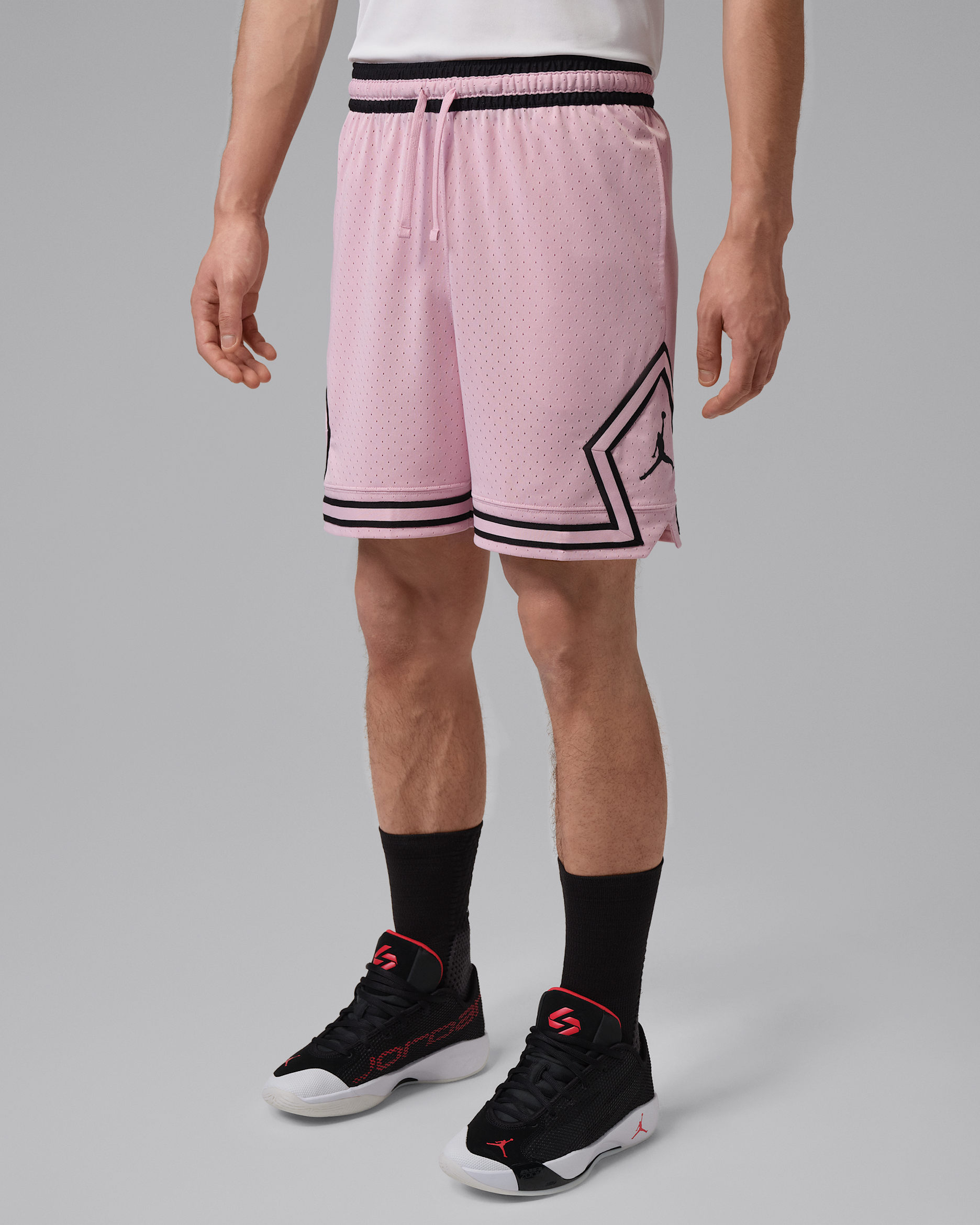 Shorts Jordan Sport Dri-FIT Mesh Diamond för män - Iced Carmine/Svart/Svart