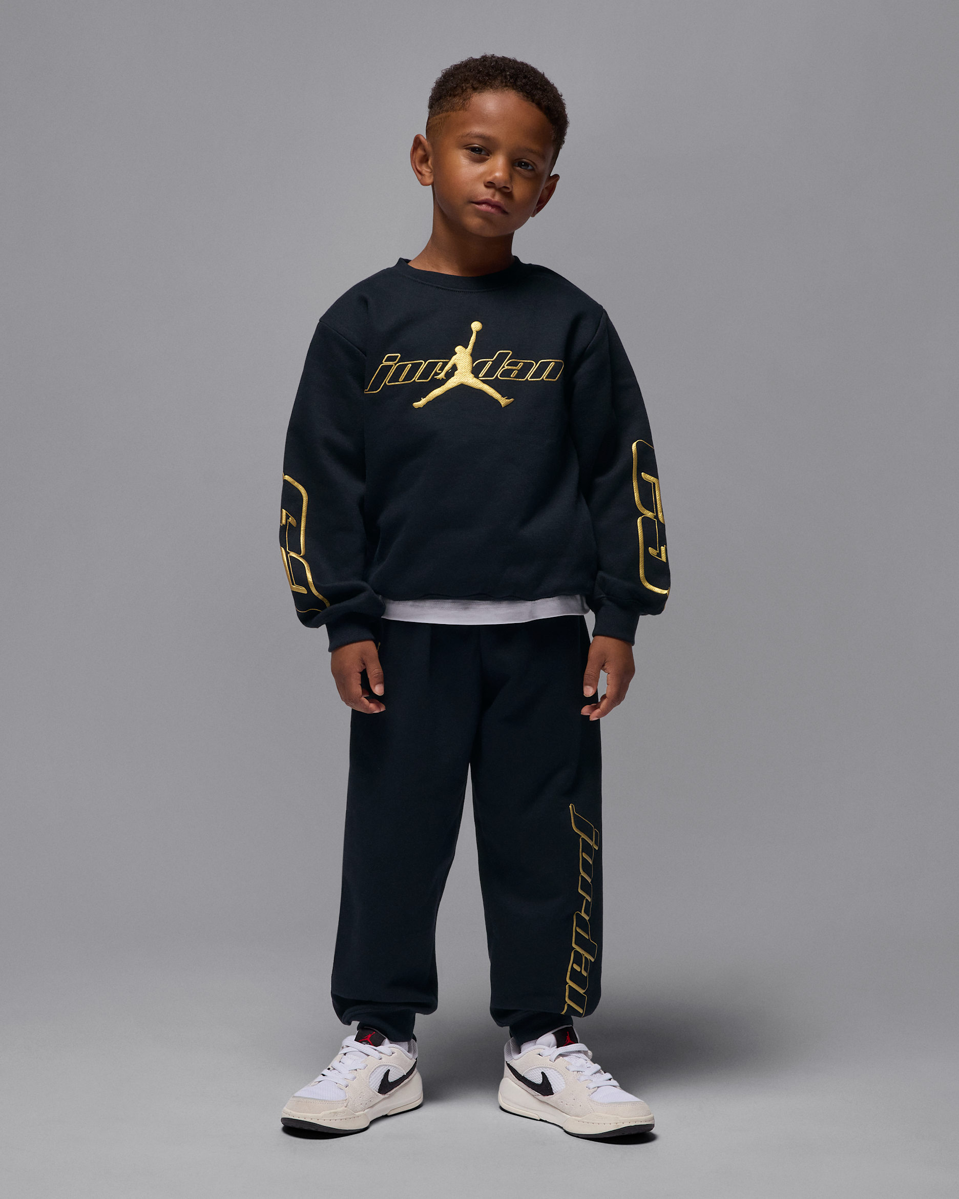 Dwuczęściowy zestaw dla małych dzieci z dzianinową bluzą Jordan Mountainside - Czerń