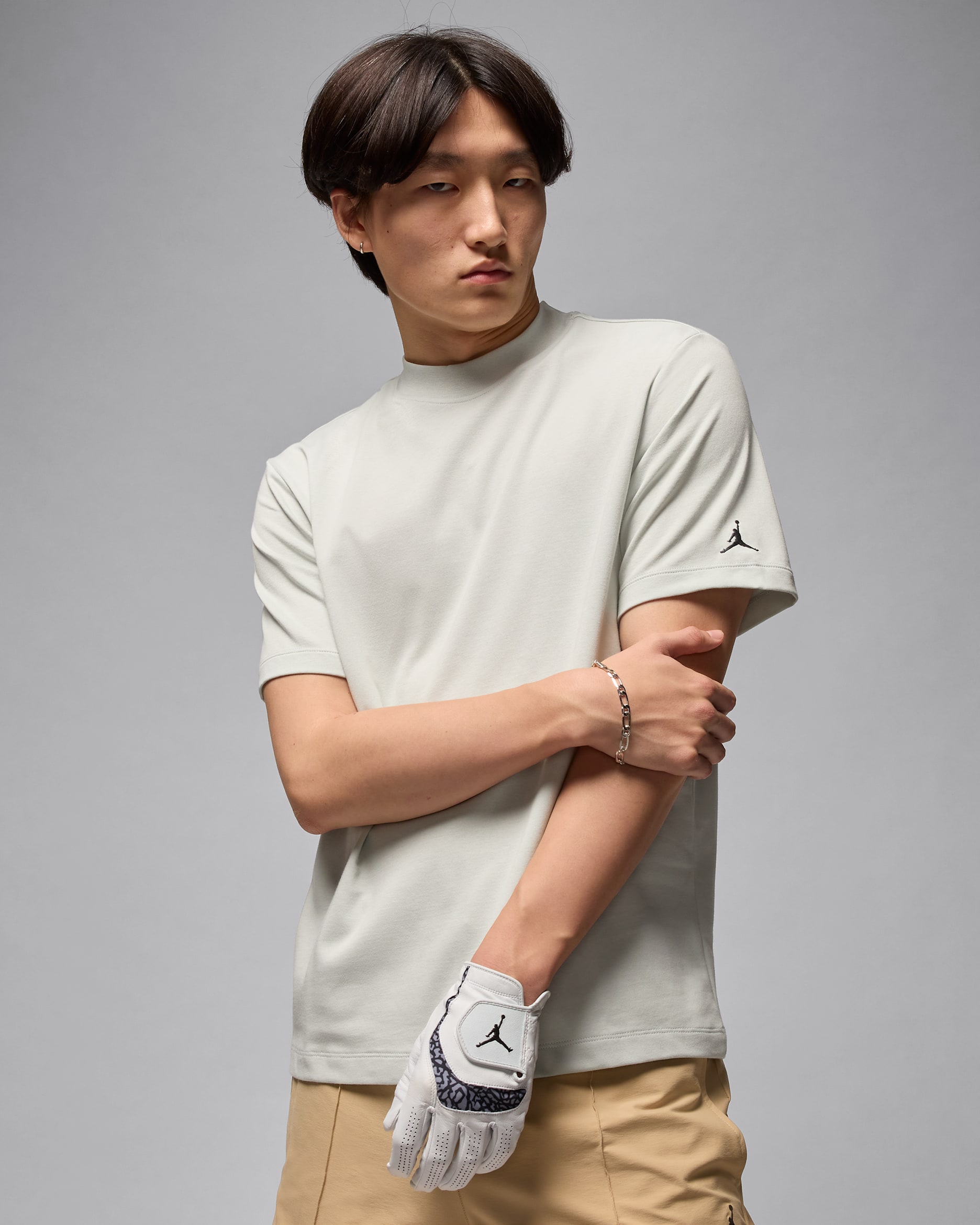 Ανδρική μπλούζα γκολφ Dri-FIT με ψηλό γιακά Jordan Sport - Light Silver/Μαύρο