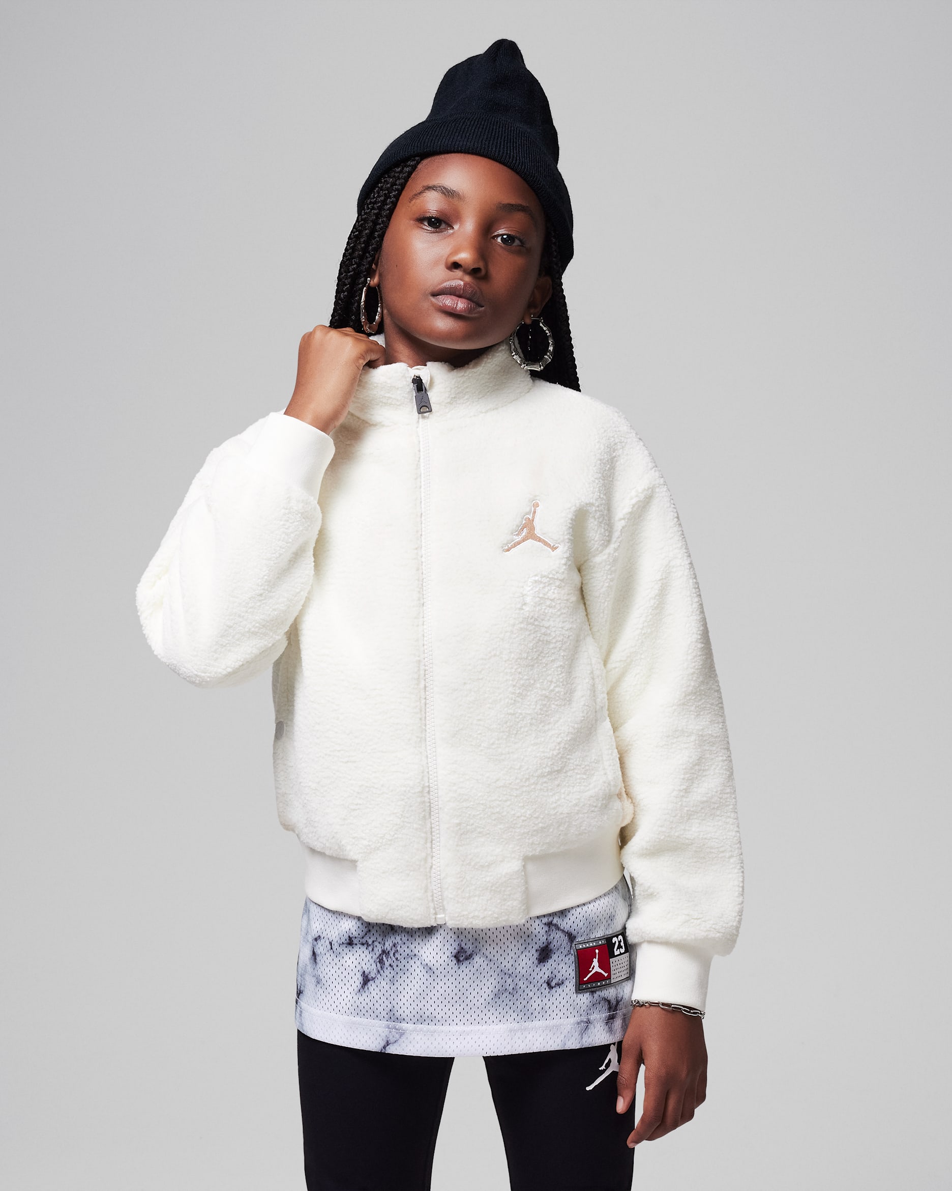 Chamarra Jumpman de pelo largo para niños talla grande Jordan - Vela