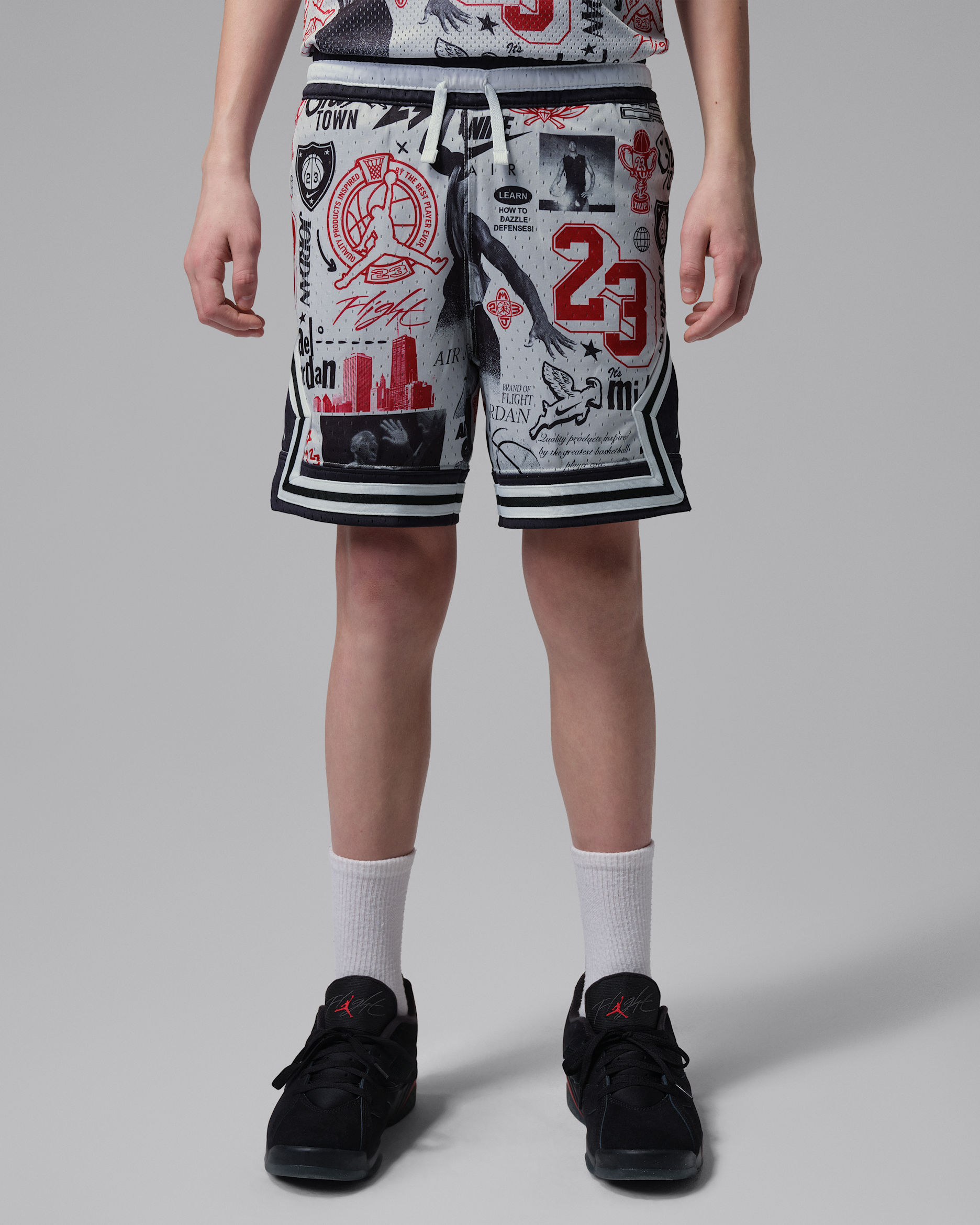 Jordan Big Kids' Dri-FIT Printed Sport Diamond Shorts - Neutral Grey