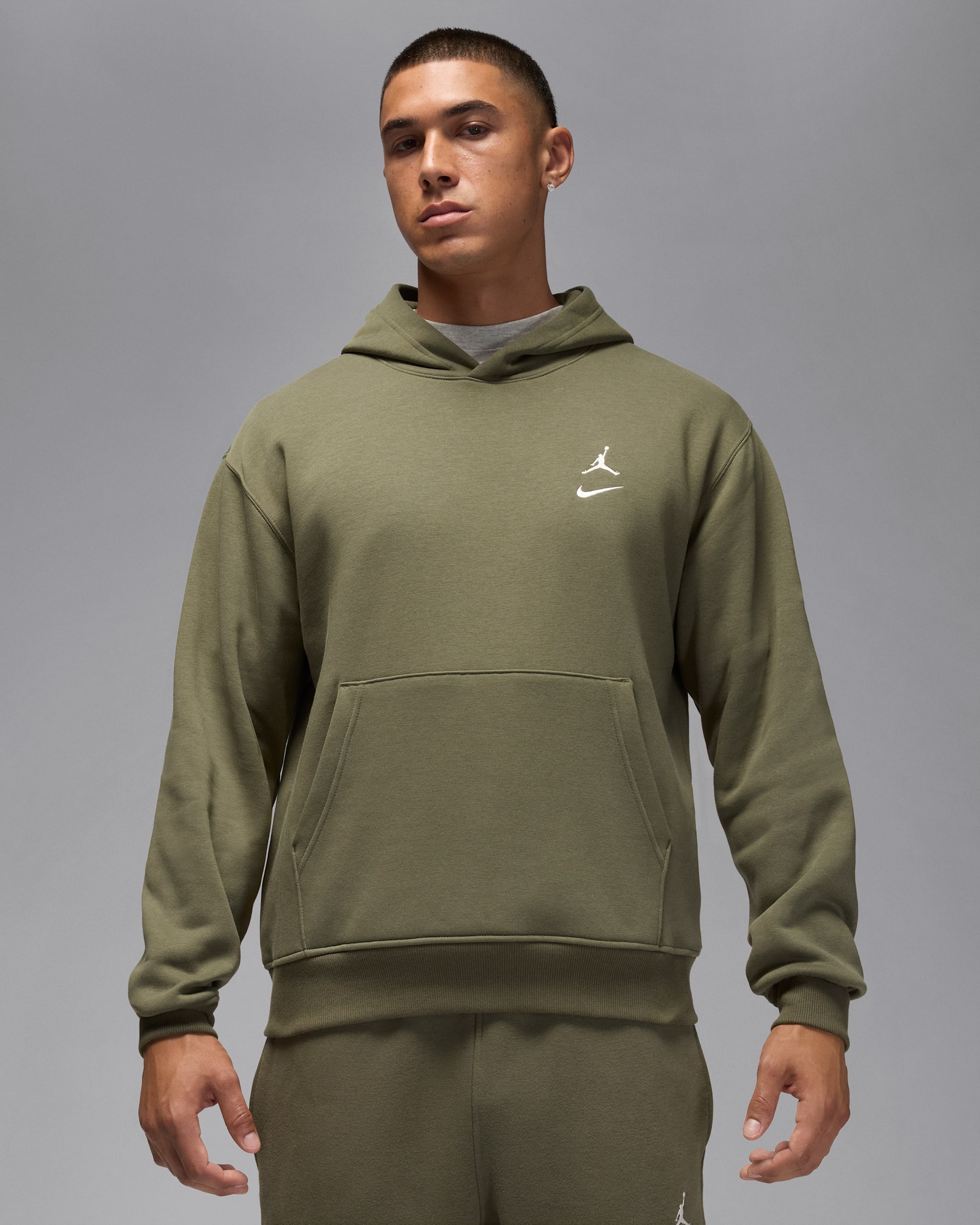 Jordan Brooklyn Fleece Men's Pullover Hoodie - Medium Olive/Sail