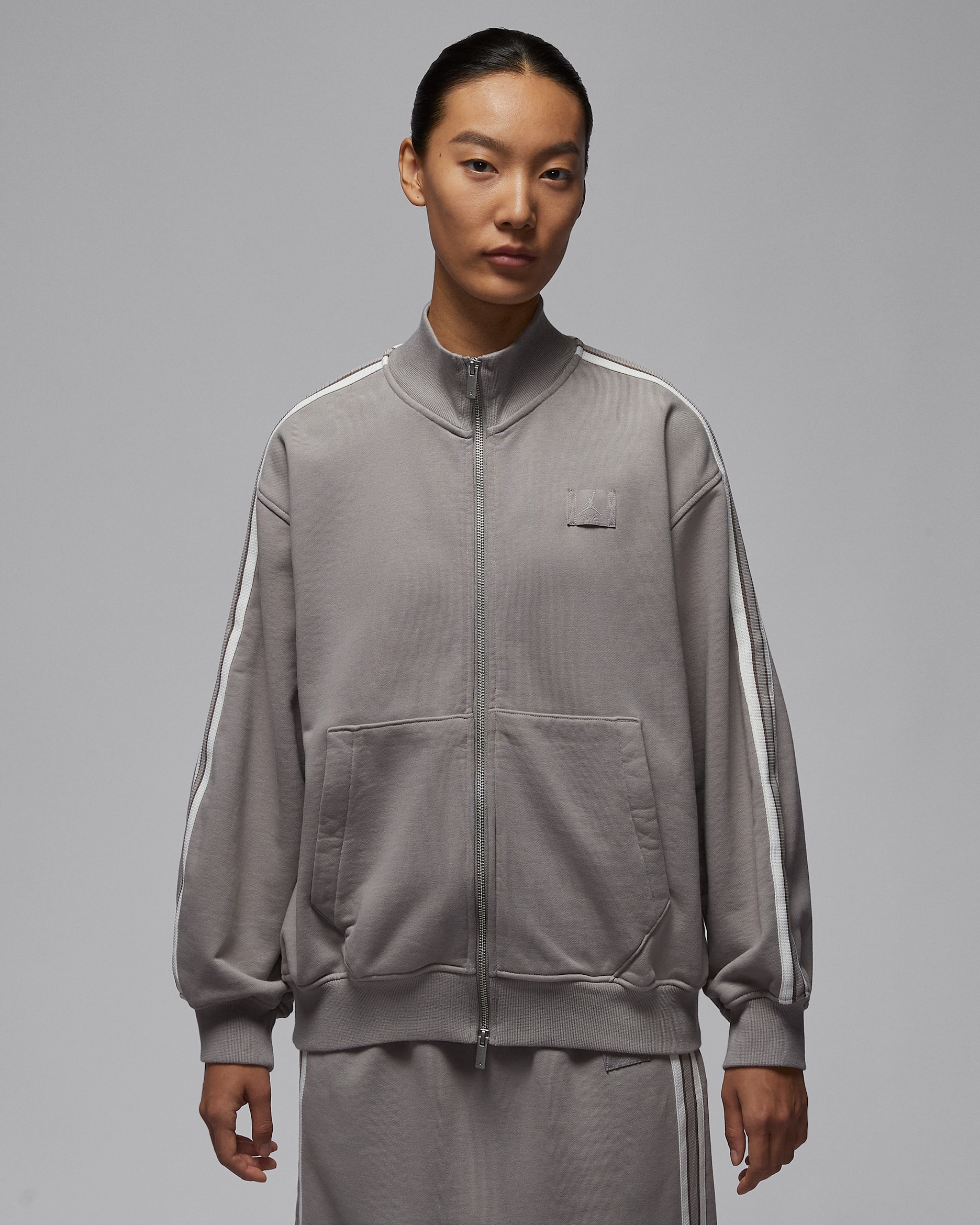 조던 플라이트 플리스 여성 프렌치 테리 풀집 재킷 - 이니그마 스톤/코블스톤