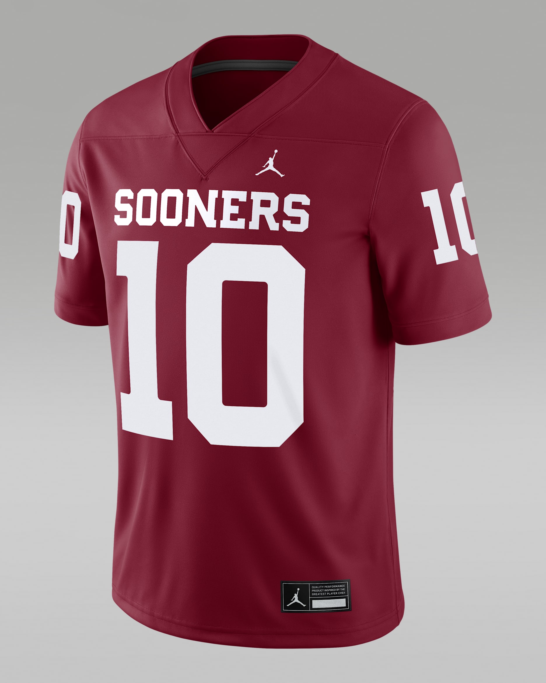 Jersey universitario marca Jordan Dri-FIT NIL Game para hombre John Mateer Oklahoma - Carmesí