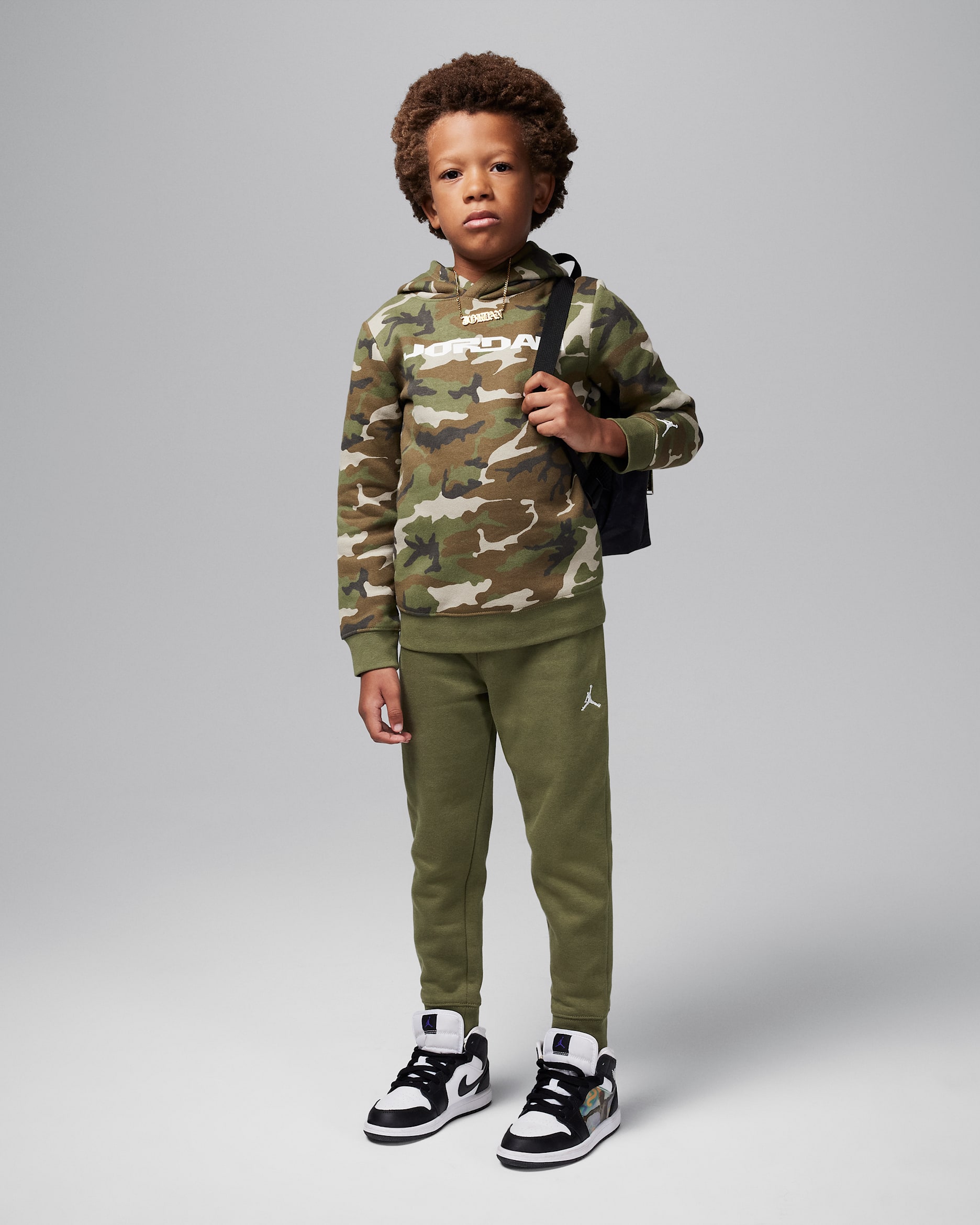 Jordan Little Kids' MVP Camo Fleece 2-Piece Pullover Hoodie Set - Medium Olive