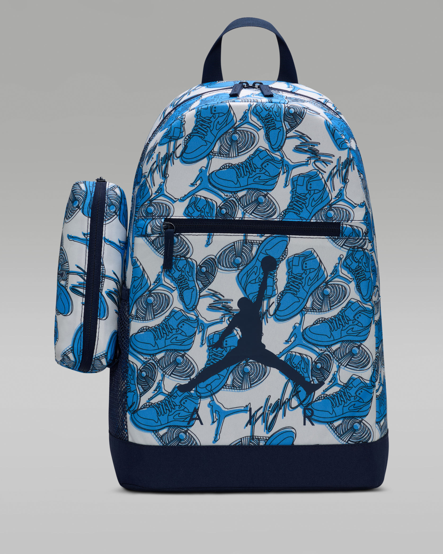 Mochila escolar para niños talla grande Air Jordan (17 L) - Azul marino medianoche/Vela