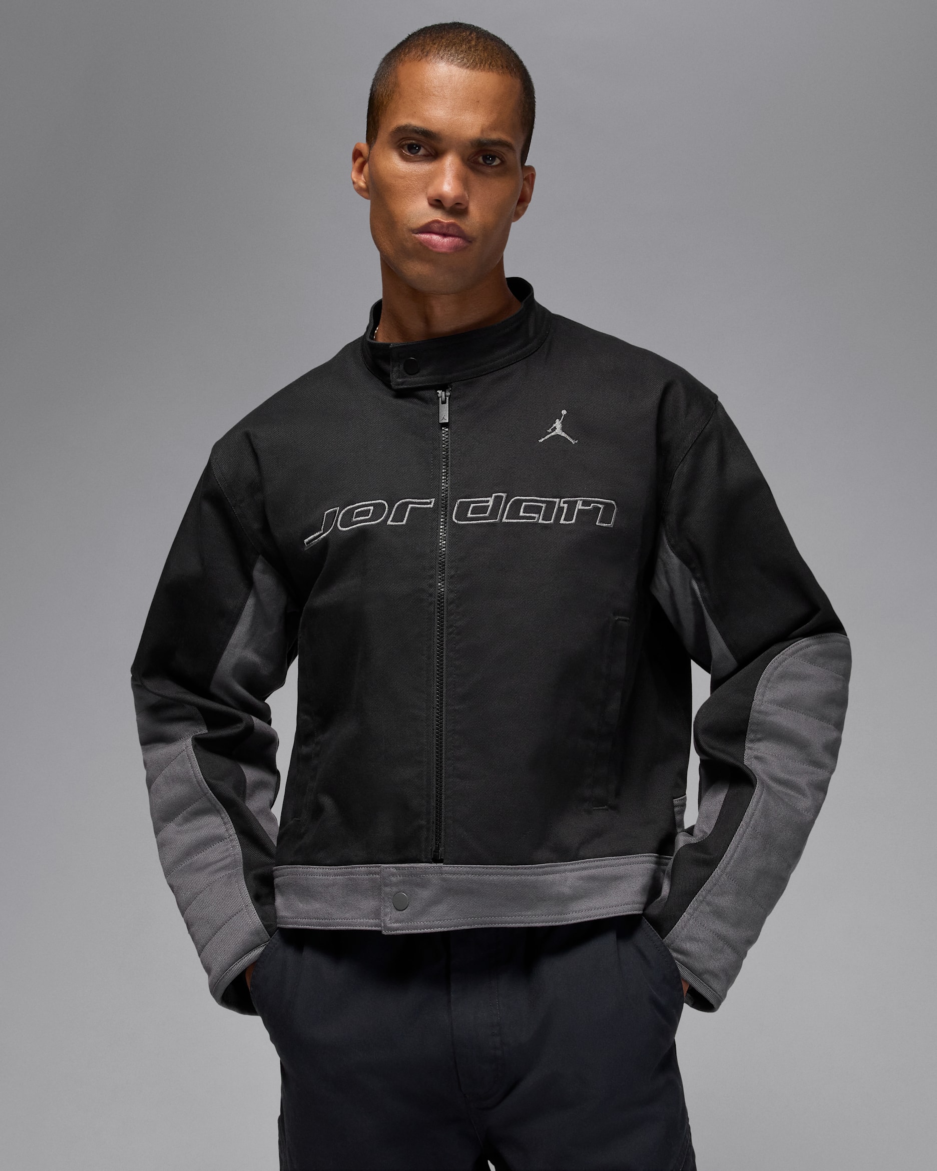 Jordan Brooklyn Men's Motorsport Jacket - Black/Iron Grey/Iron Grey