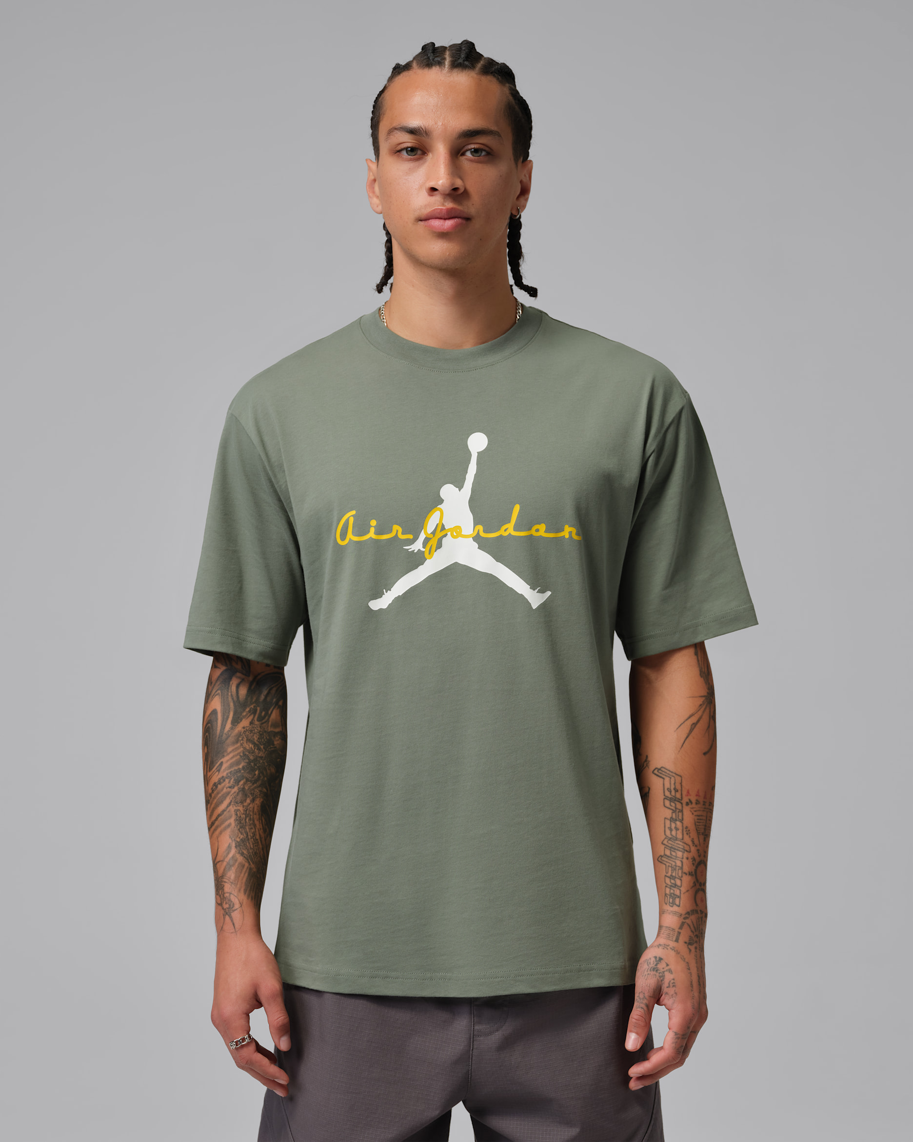 Pánské tričko Jordan Brooklyn s grafickým motivem - Vintage Lichen/Bright Citron/Sail