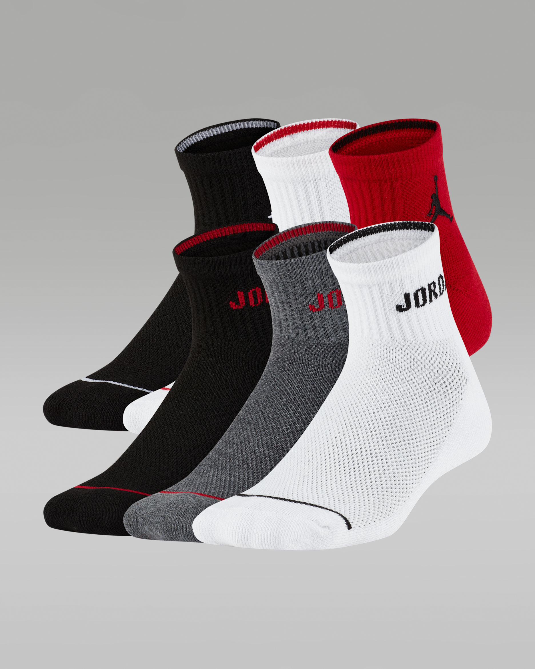Jordan Big Kids' Legend Ankle Socks (6 Pairs) - Gym Red