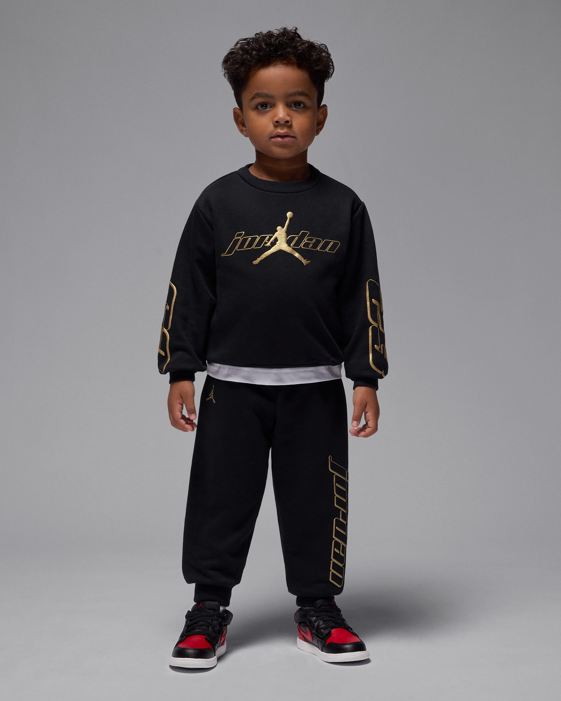 조던 마운틴사이드 베이비 투피스 플리스 크루 세트 - 블랙