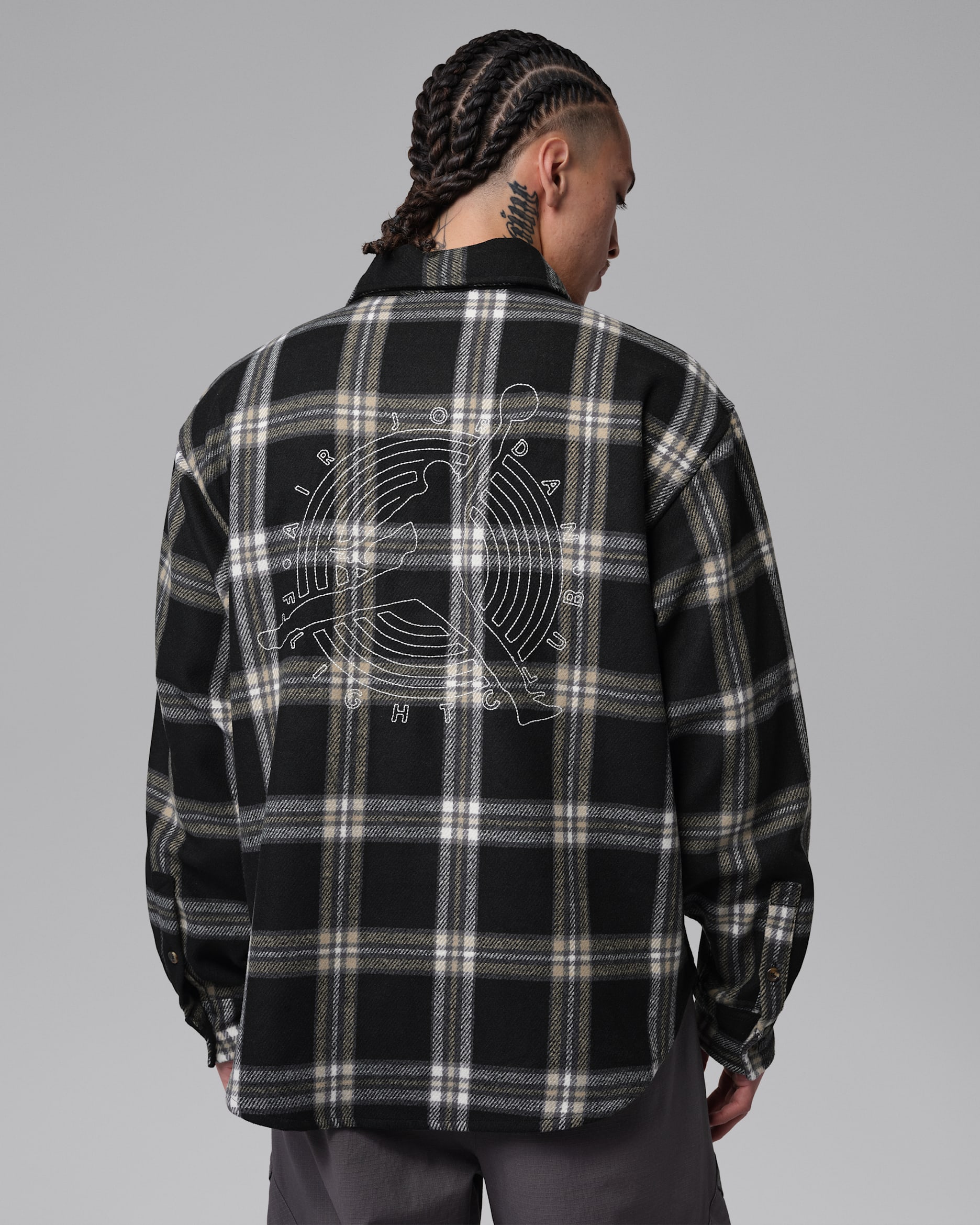 조던 플라이트 남성 플란넬 셔츠 - 블랙/페일 아이보리