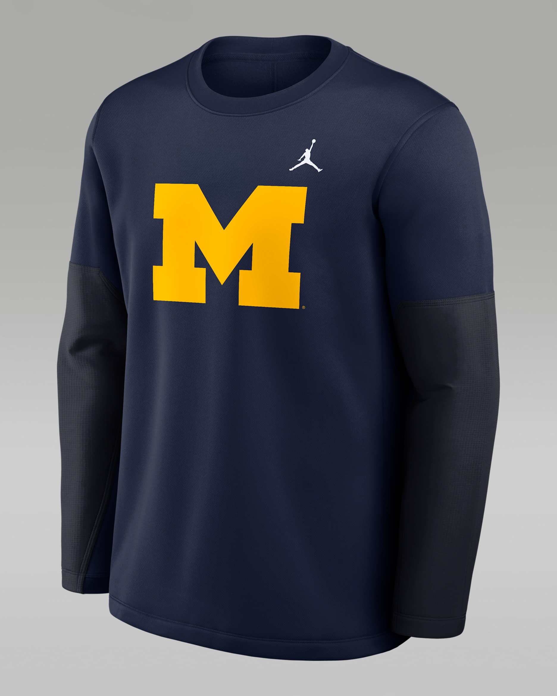 Playera de manga larga universitaria marca Jordan Therma-FIT para hombre Michigan Sideline Coach - Azul marino