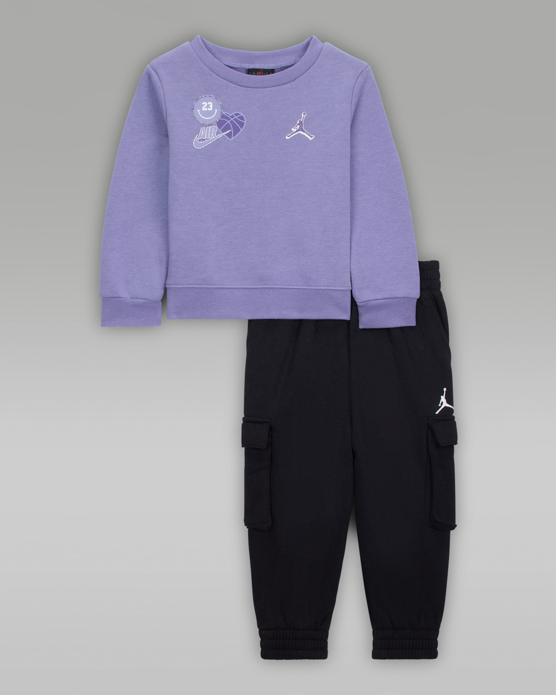 Jordan Blue Jeans and Bling Baby (12–24M) 2-Piece Trouser Set - Black/Dusty Amethyst