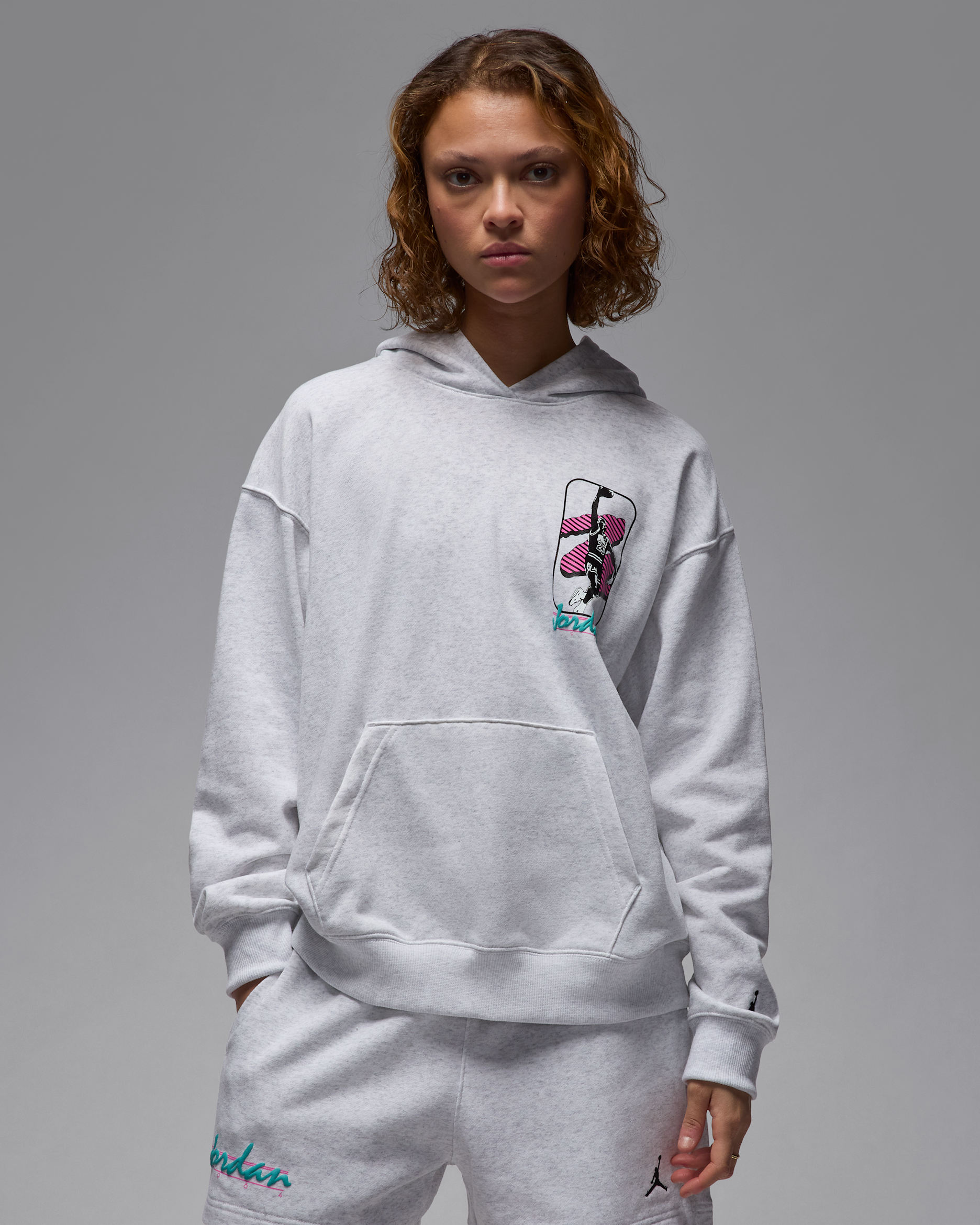 Sudadera con gorro sin cierre para mujer Jordan Brooklyn Fleece - Abedul jaspeado/Negro