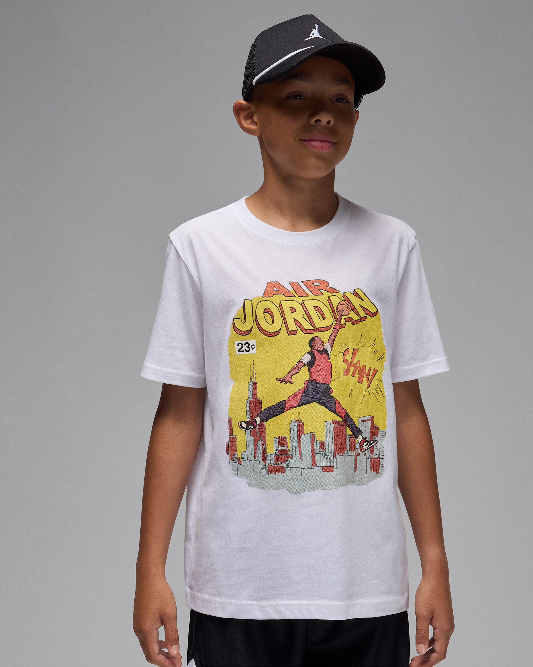 Playera Comic Slam para niños talla grande Jordan - Blanco