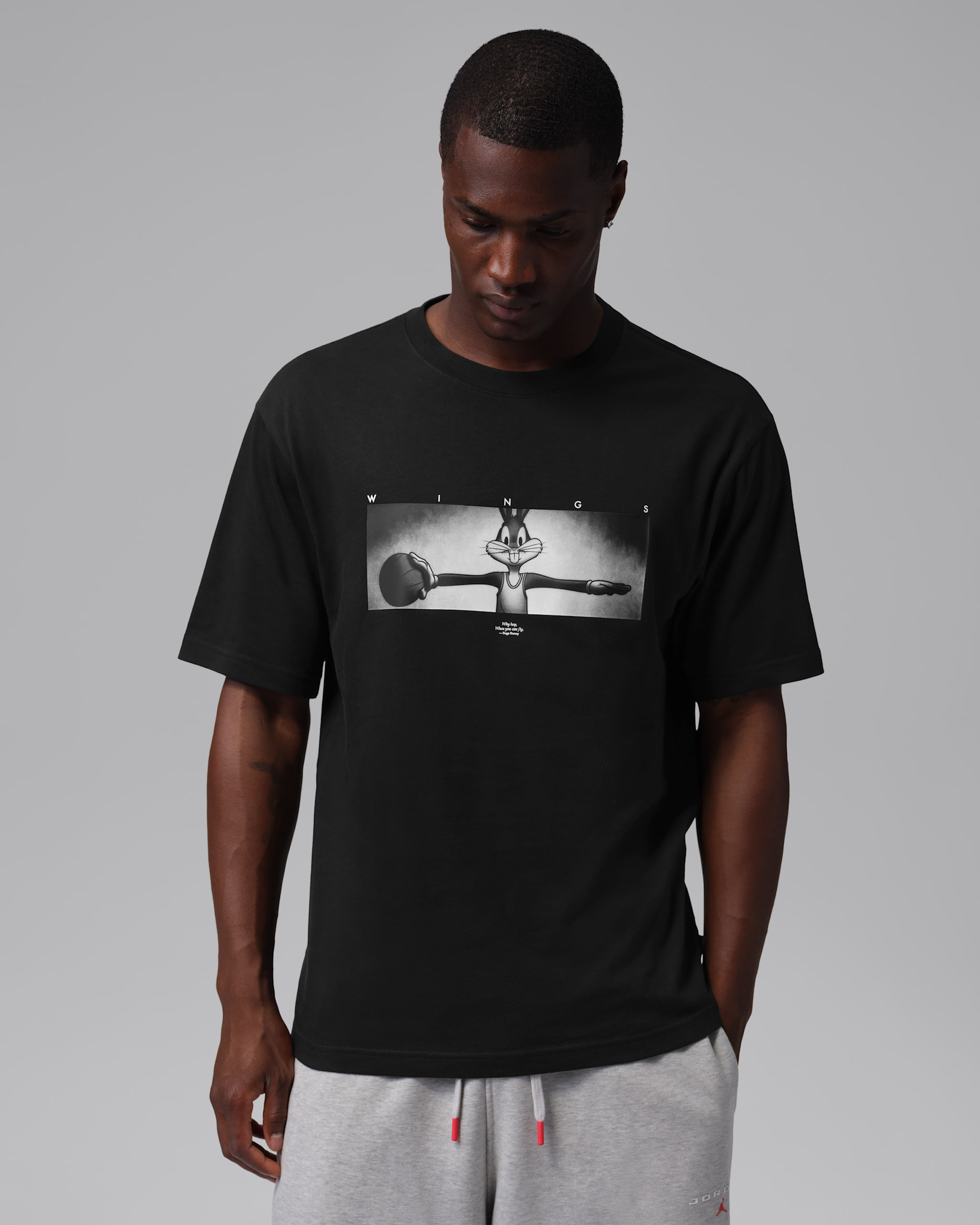 Jordan Brooklyn Space Jam Men's Wings Crew-Neck T-Shirt - Black/White