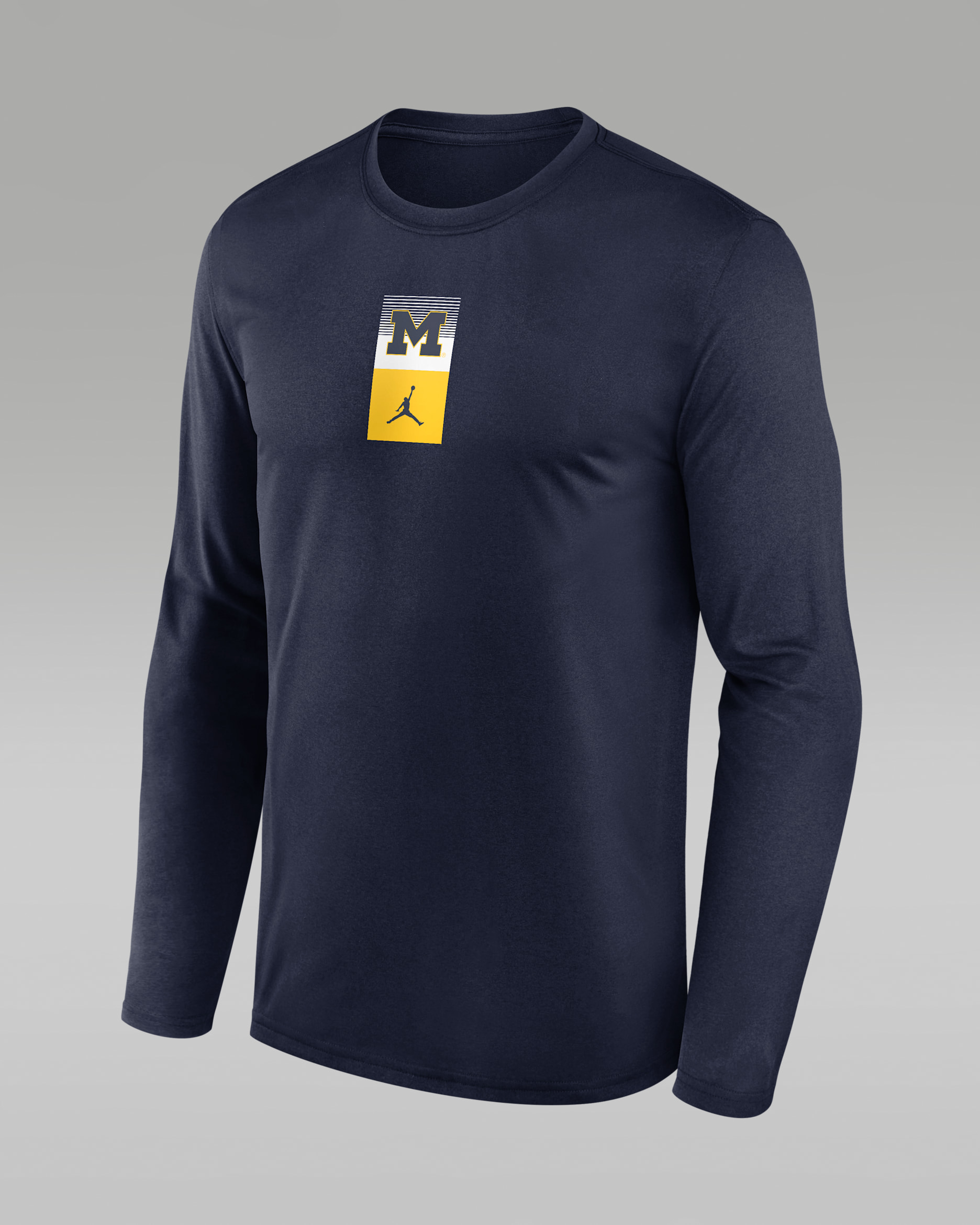 Michigan Primetime Stack Legend Men's Jordan Brand Dri-FIT College Long-Sleeve T-Shirt - Navy