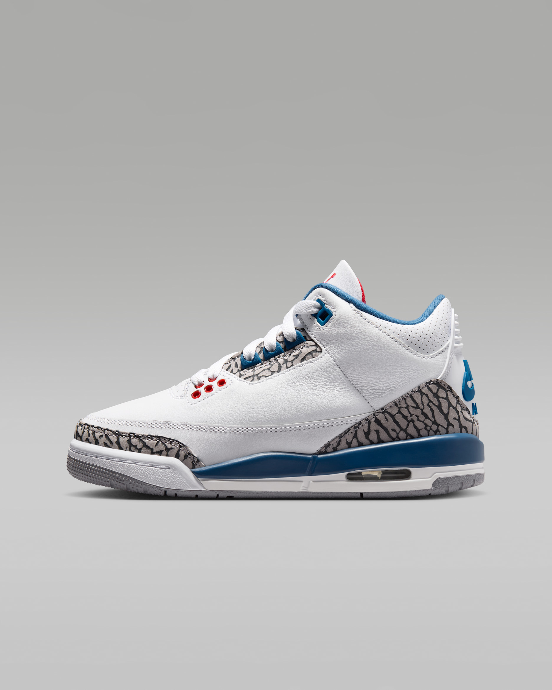 Air Jordan 3 Retro "True Blue" Big Kids' Shoes - White/True Blue/Cement Grey/Fire Red