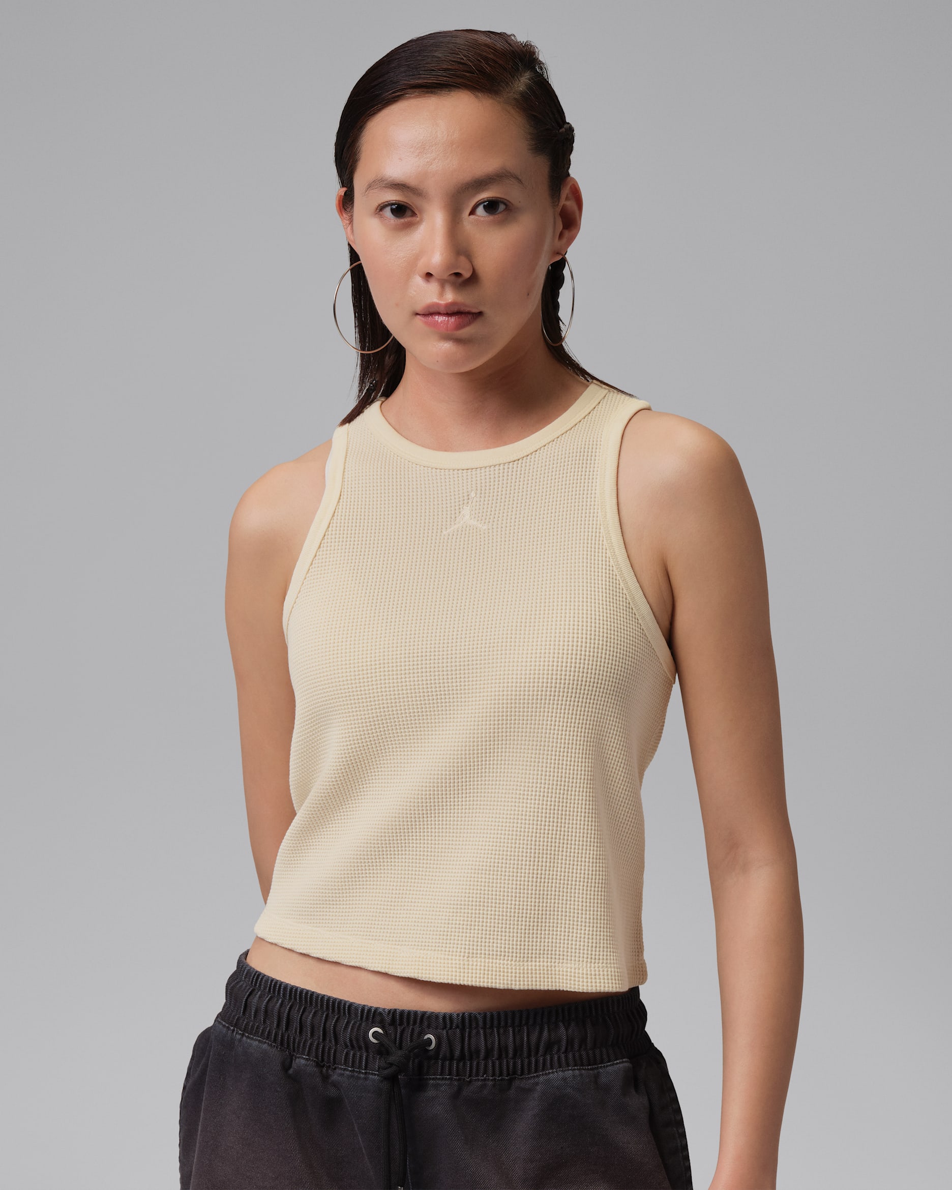 조던 플라이트 여성 와플 탱크 탑 - 페일 아이보리/페일 아이보리