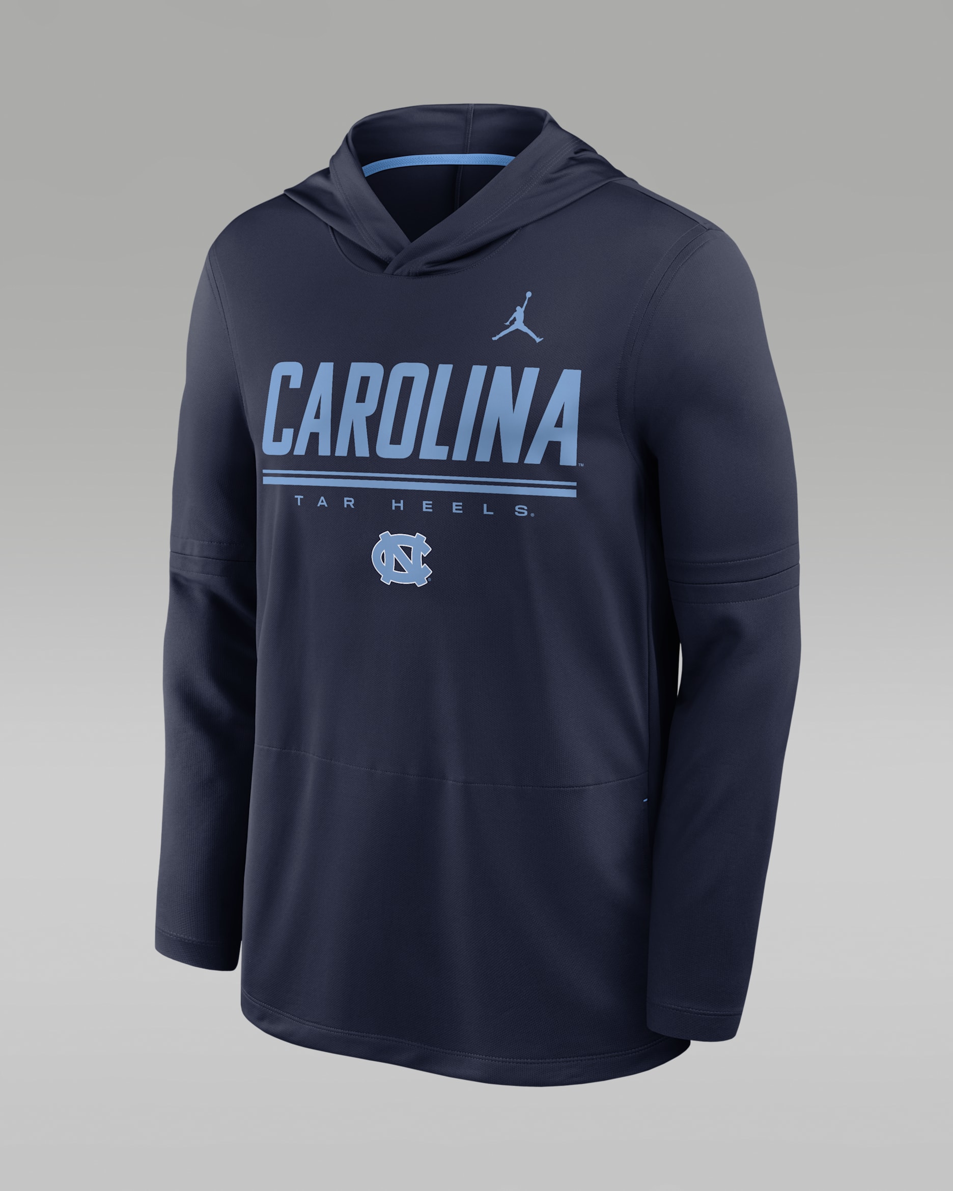 North Carolina Sideline Men's Jordan Brand Dri-FIT College Long-Sleeve Hooded Top - College Navy/Valor Blue