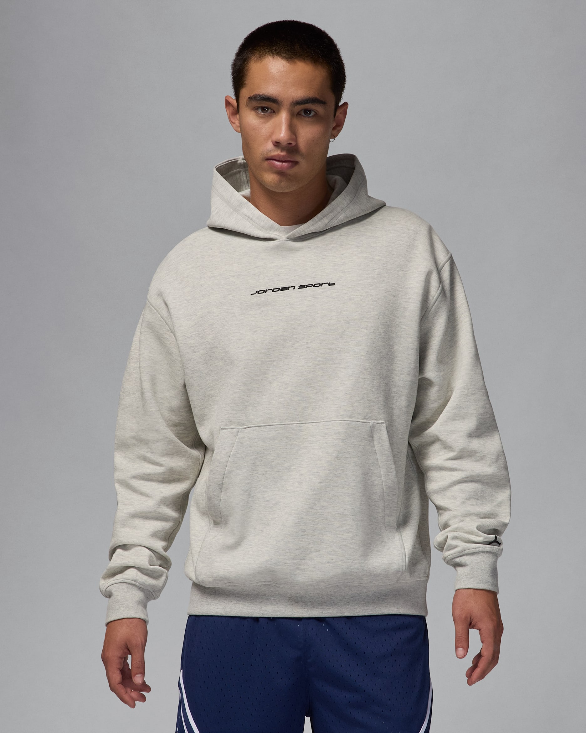 Jordan Sport Hoop Fleece Men's Dri-FIT Pullover Hoodie - Grey Heather/Black