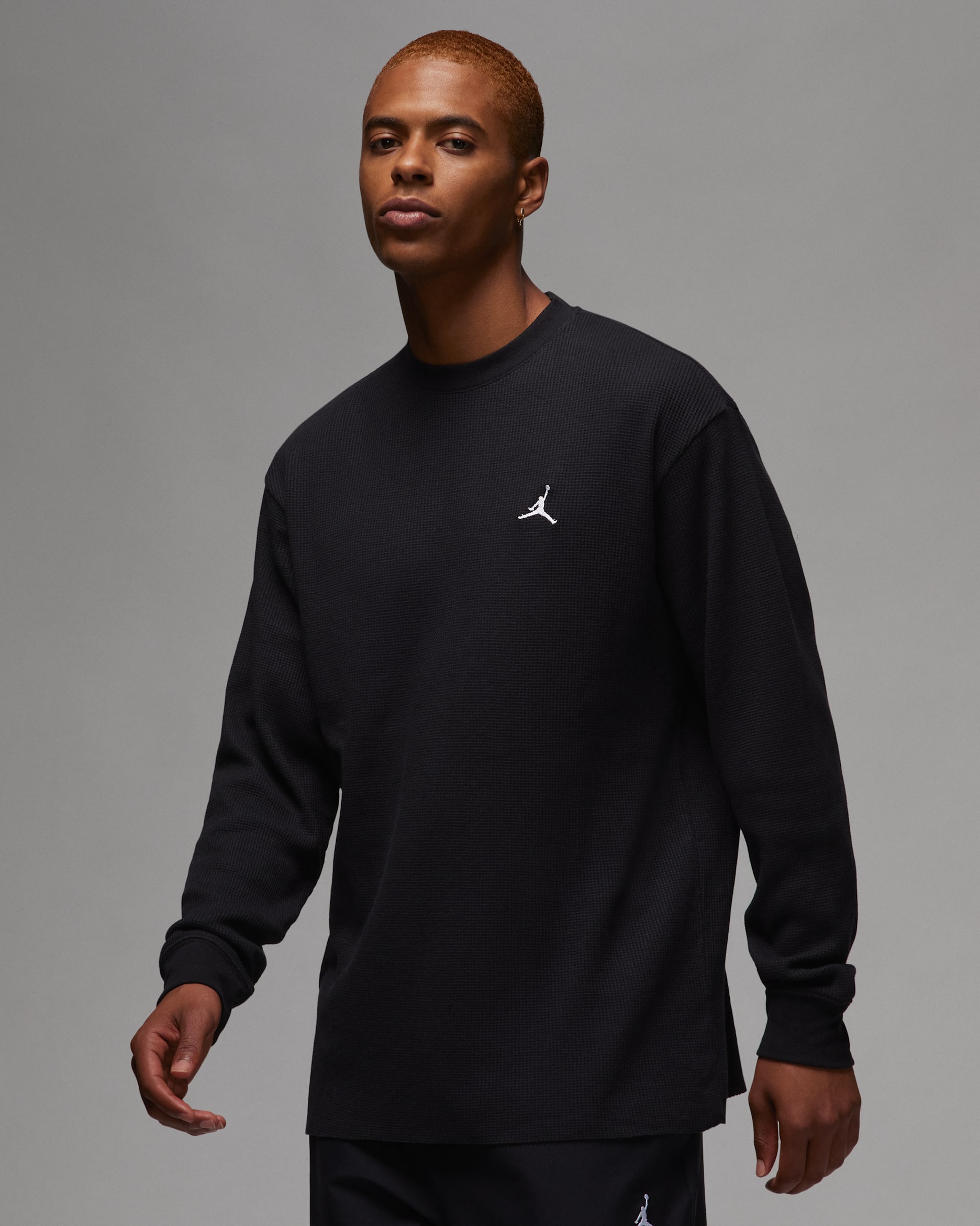 Jordan Essentials 男款鬆餅格紋針織上衣 - 黑色/白色