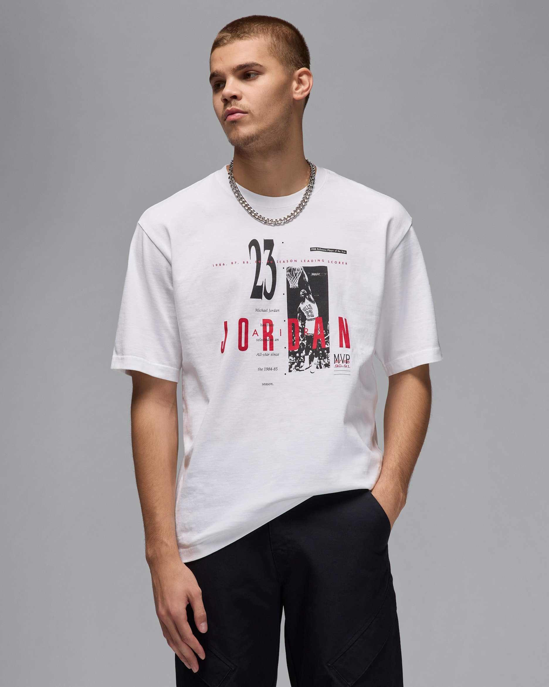 เสื้อยืดผู้ชาย Jordan Reissue - ขาว/Gym Red/ดำ