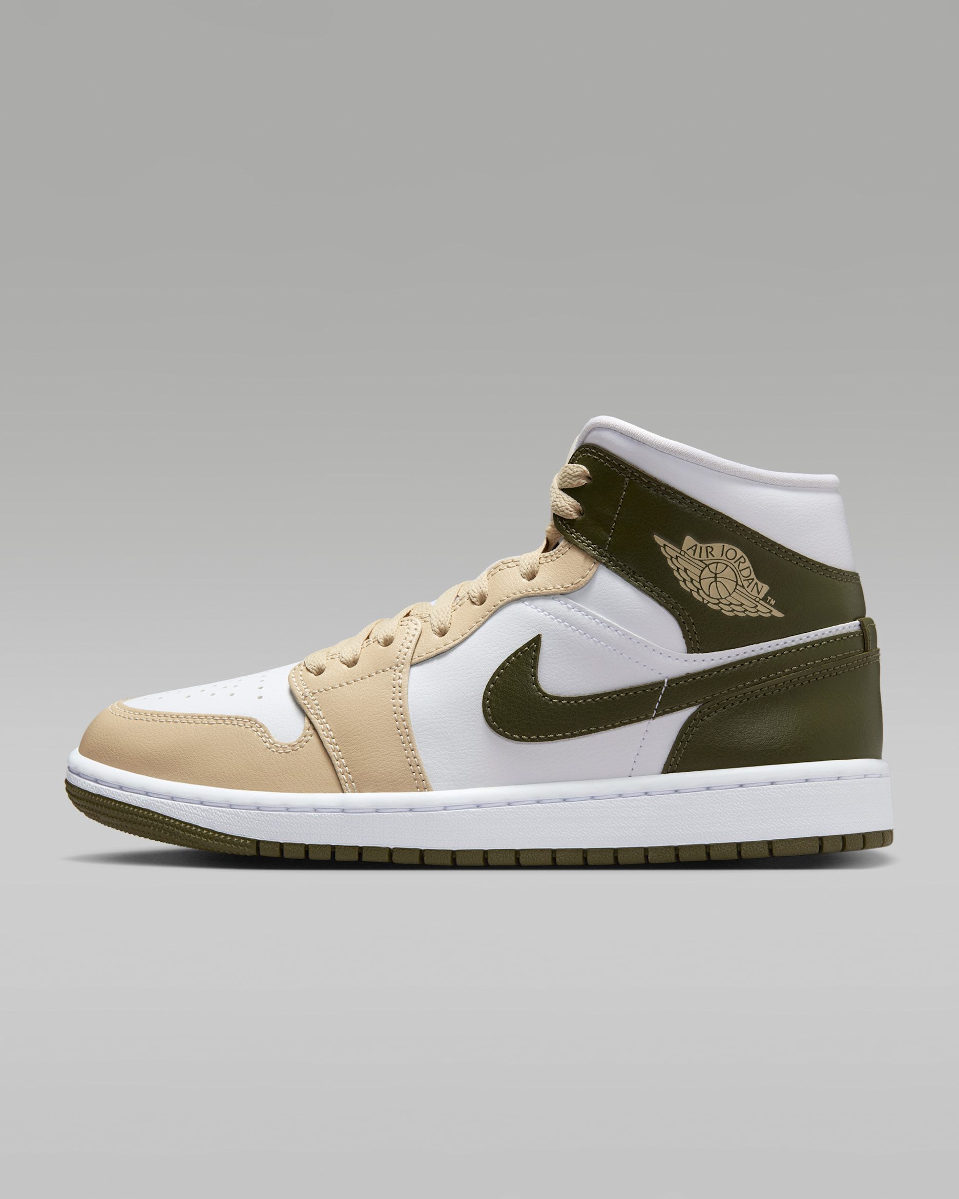 Air Jordan 1 Mid Women's Shoes - White/Rattan/Medium Olive