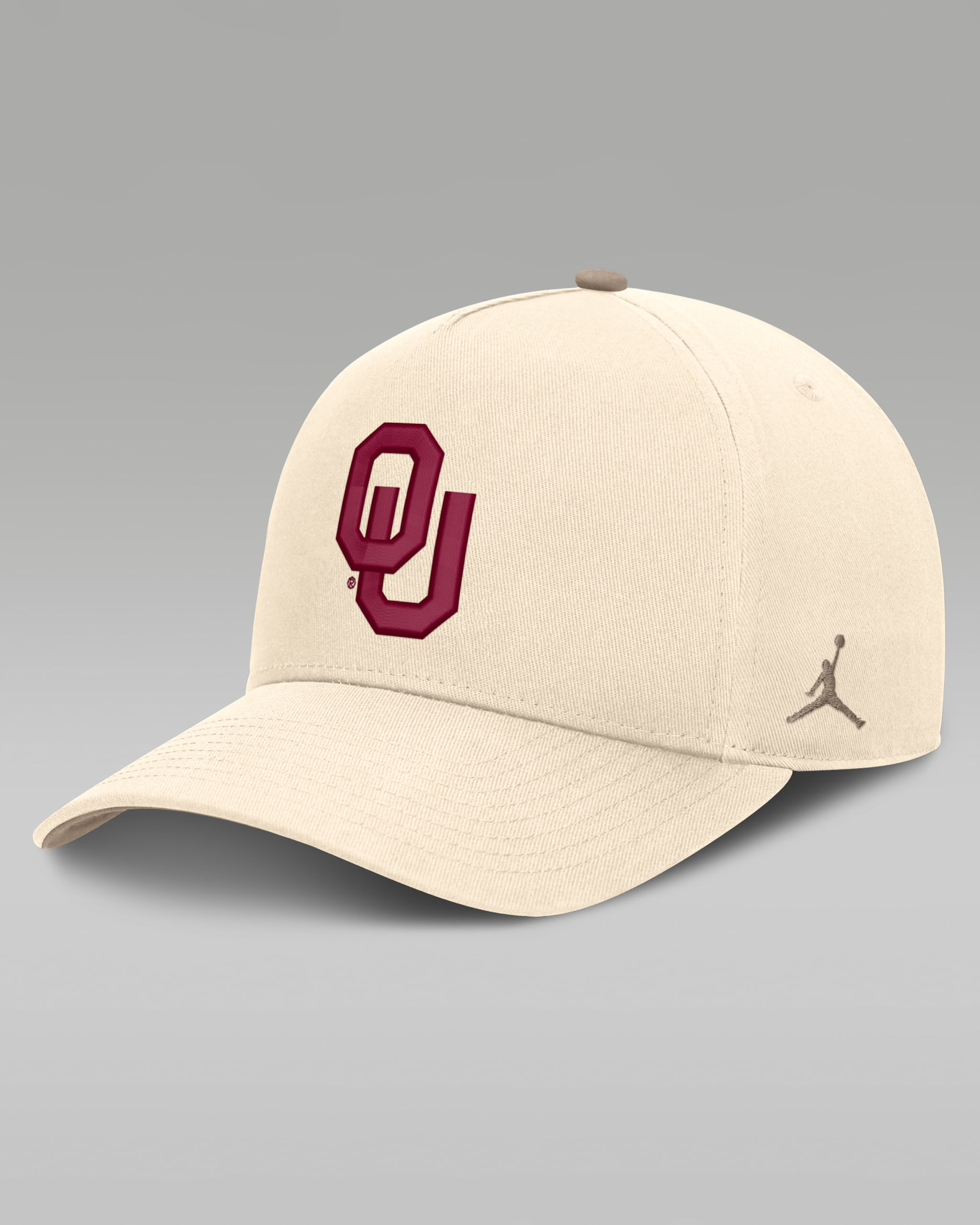 Oklahoma Natural Rise Men's Jordan Brand Dri-FIT College A-Frame Adjustable Hat - Natural/Khaki