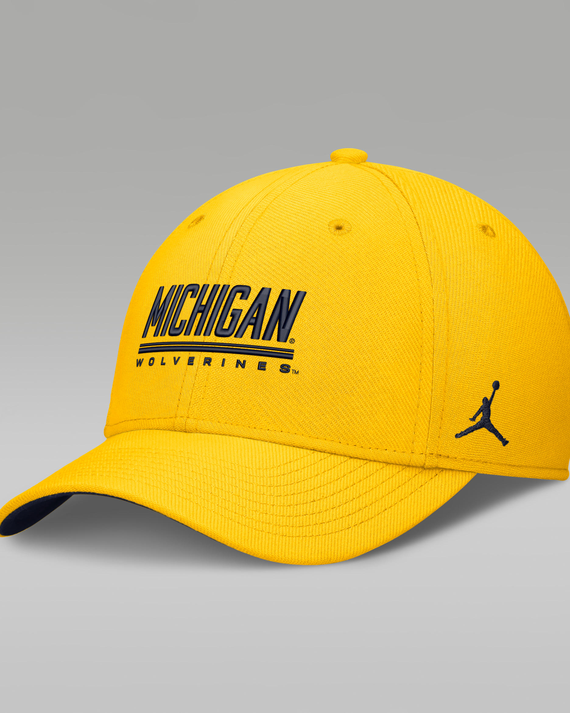 Michigan Sideline Rise Men's Jordan Brand Dri-FIT College Hat - Amarillo/College Navy